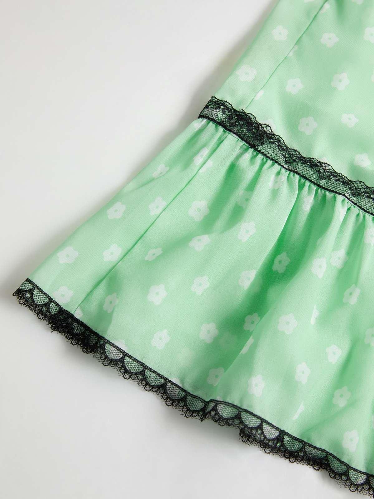 Lace Trim Floral Mini Dress Product Image
