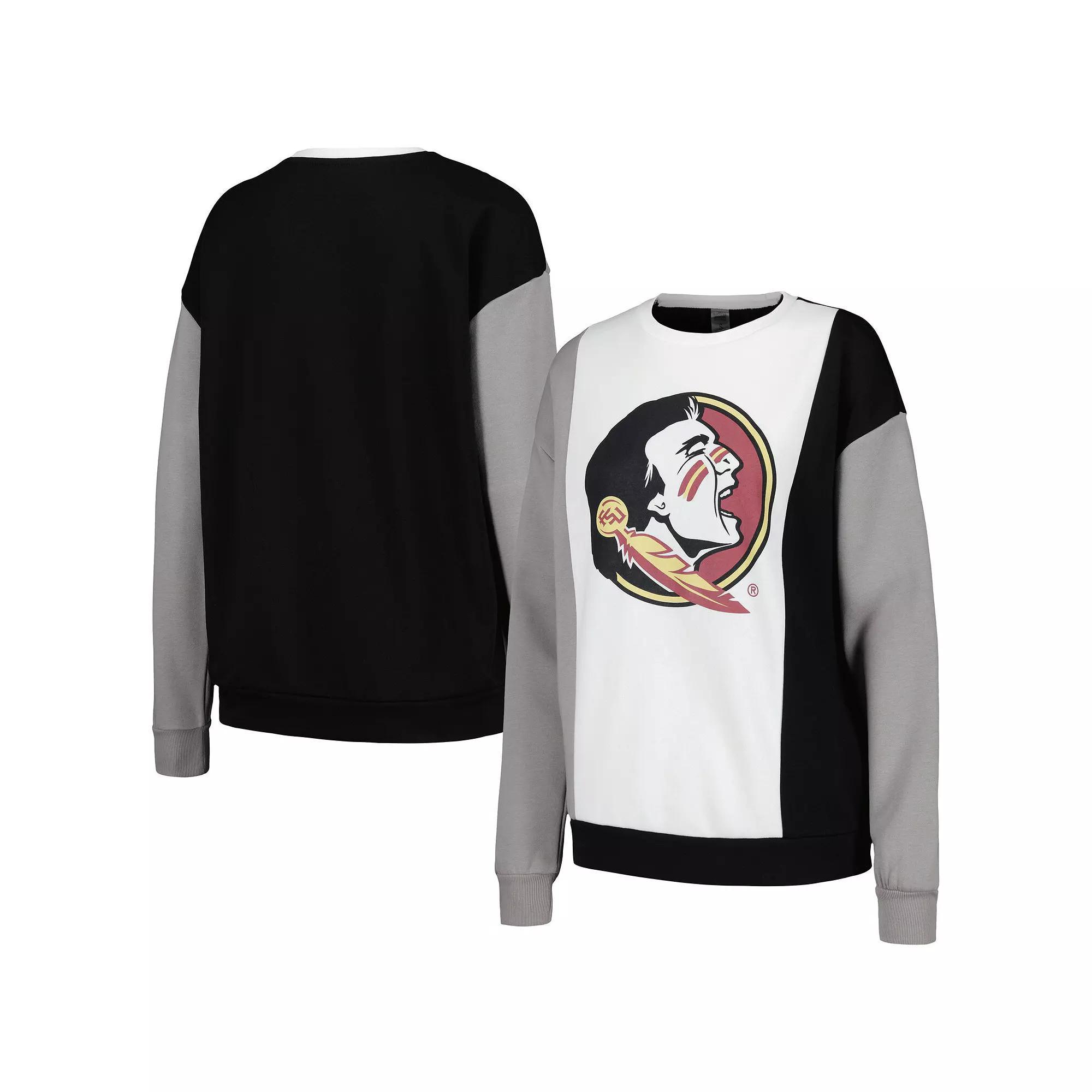 Women's Gameday Couture White/Black Florida State Seminoles Vertical Color-Block Pullover Sweatshirt, Size: Medium Product Image