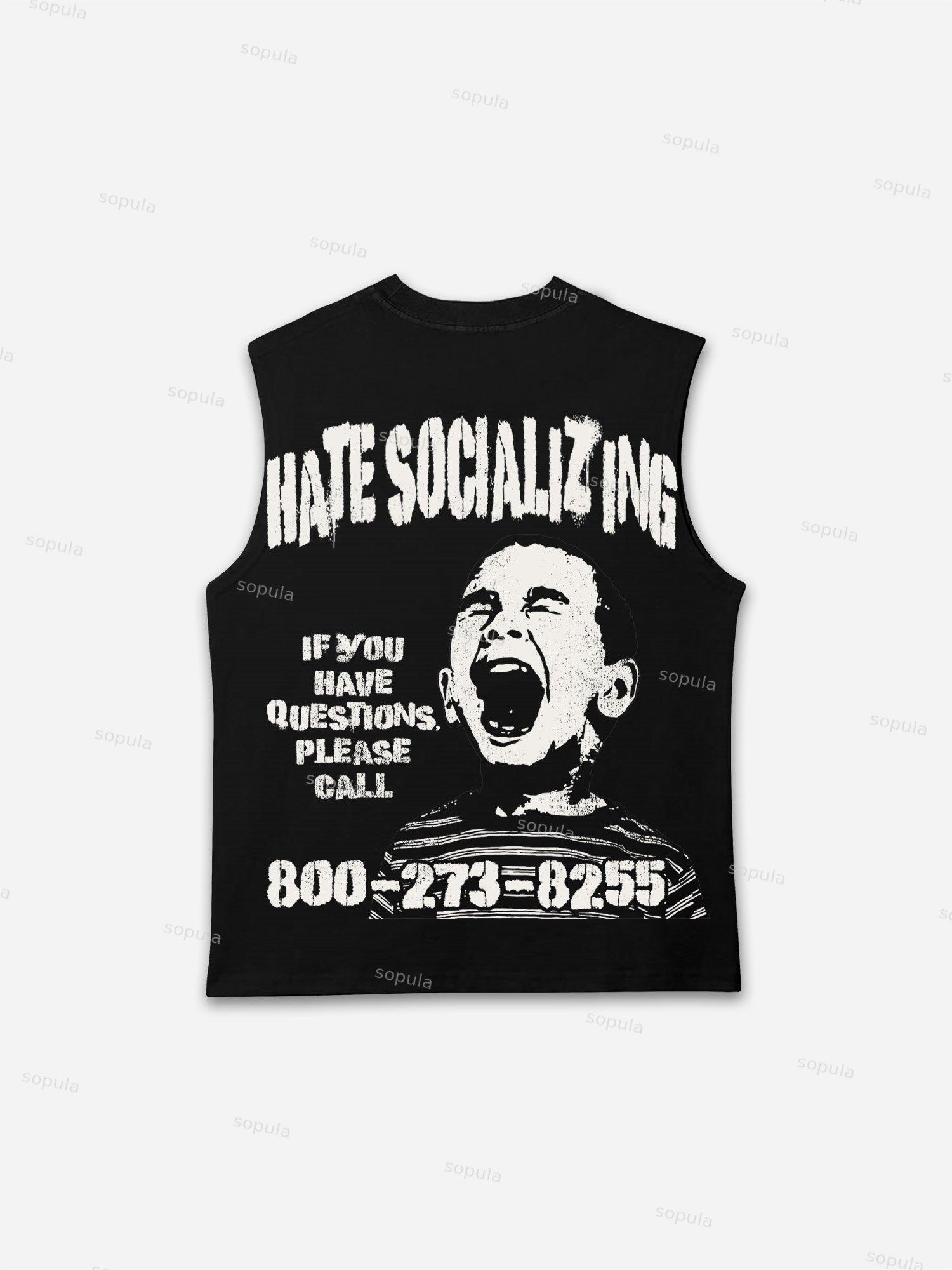 Mental Health Counseling Hate Socializing Vintage Graphic Tank Top Product Image