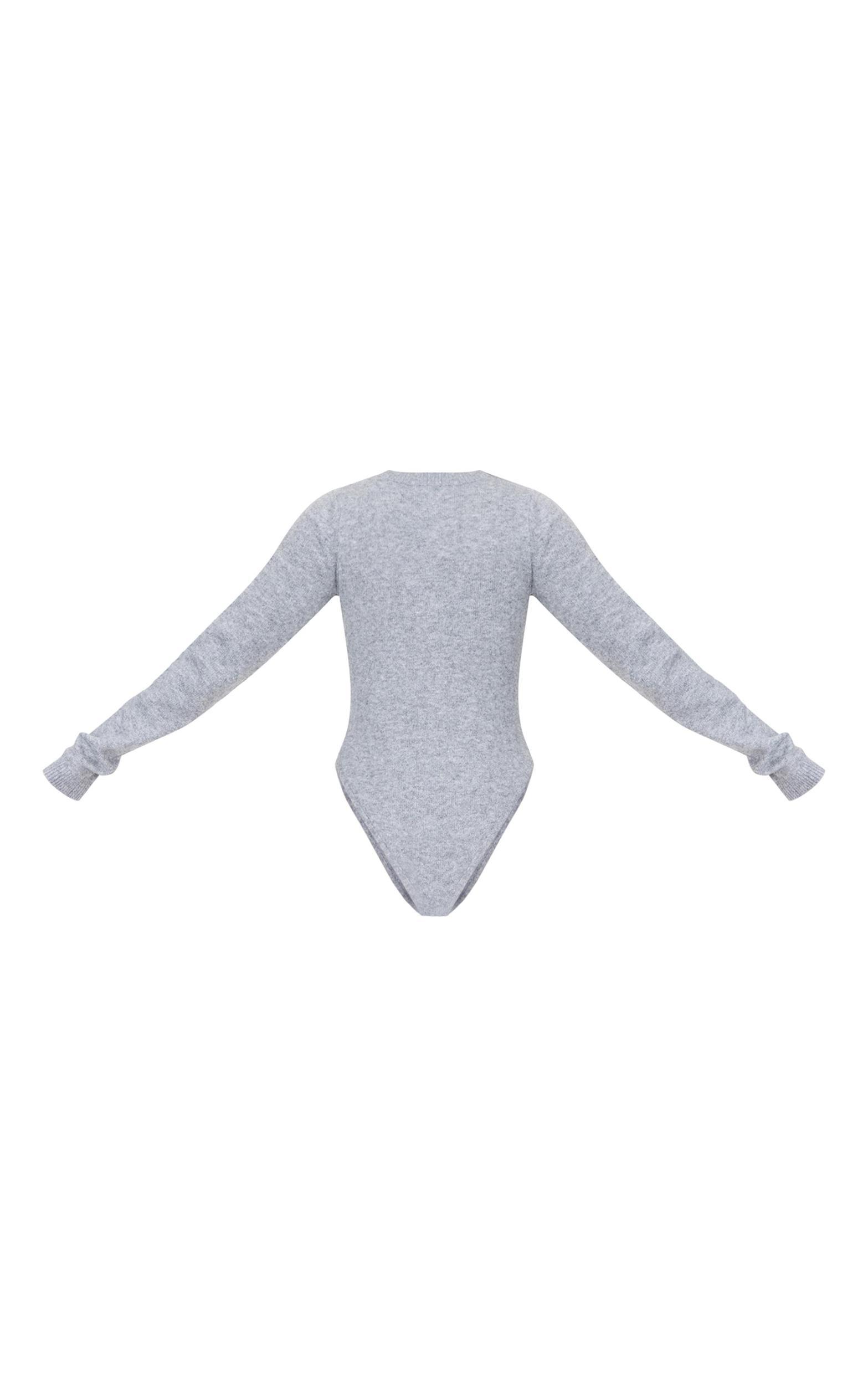 Tall Ash Grey Soft Knit Button Up Bodysuit Product Image