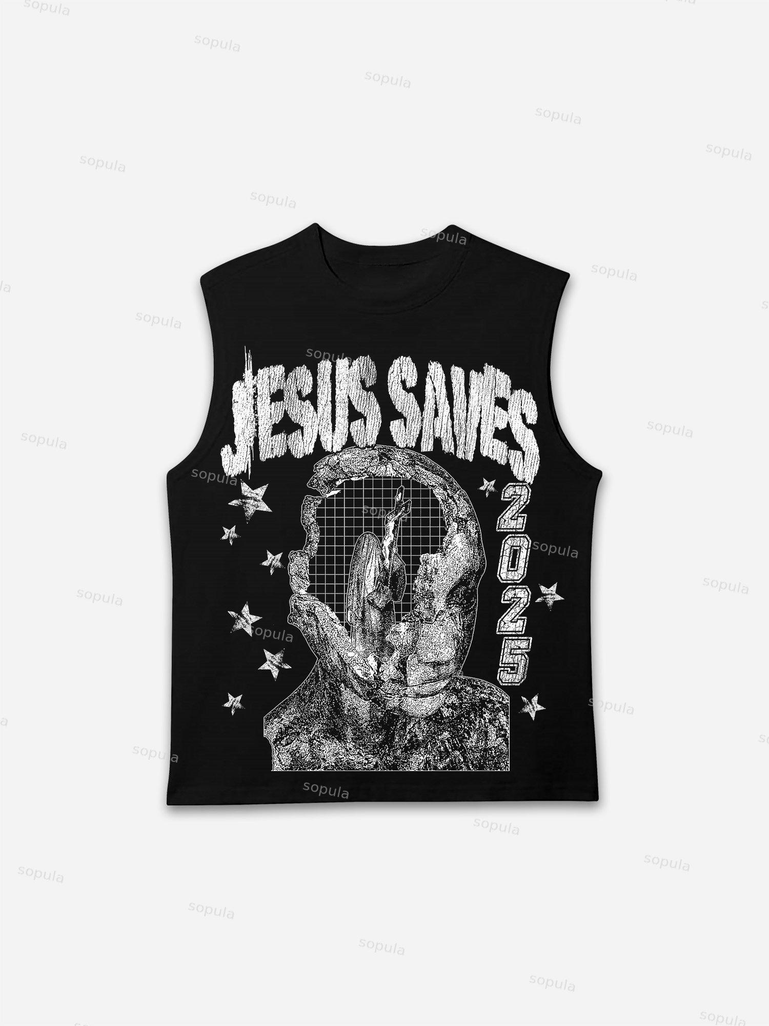 Jesus Saves Abstract Graphic Tank Top Product Image