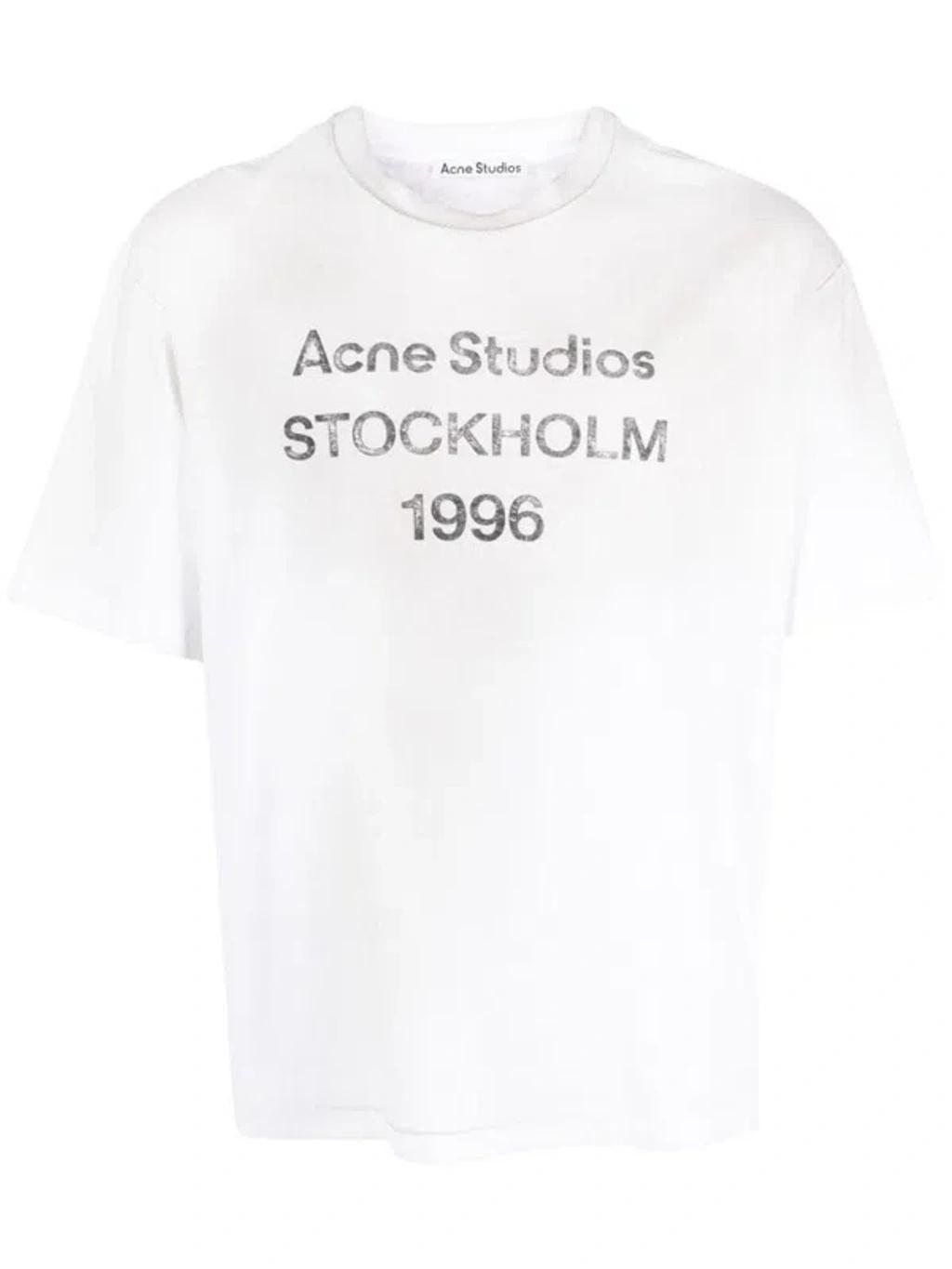 ACNE STUDIOS Gray Printed T-shirt In Dusty White Product Image
