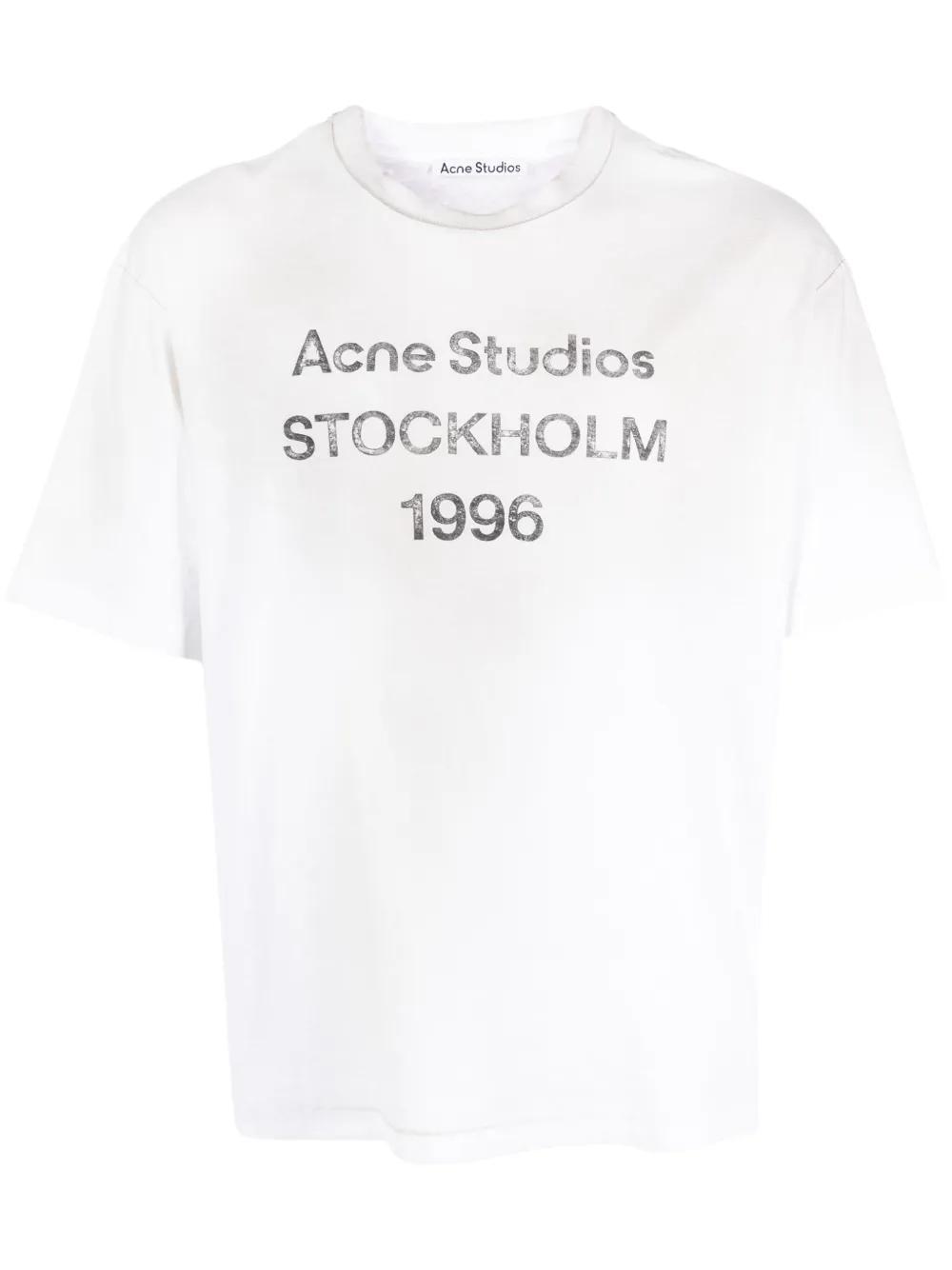 ACNE STUDIOS Logo Print T-shirt In Light Grey Product Image