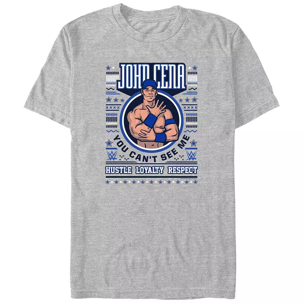 Big & Tall WWE John Cena Christmas Sweater Graphic Tee, Men's, Size: Large Tall, Athletic Grey Product Image