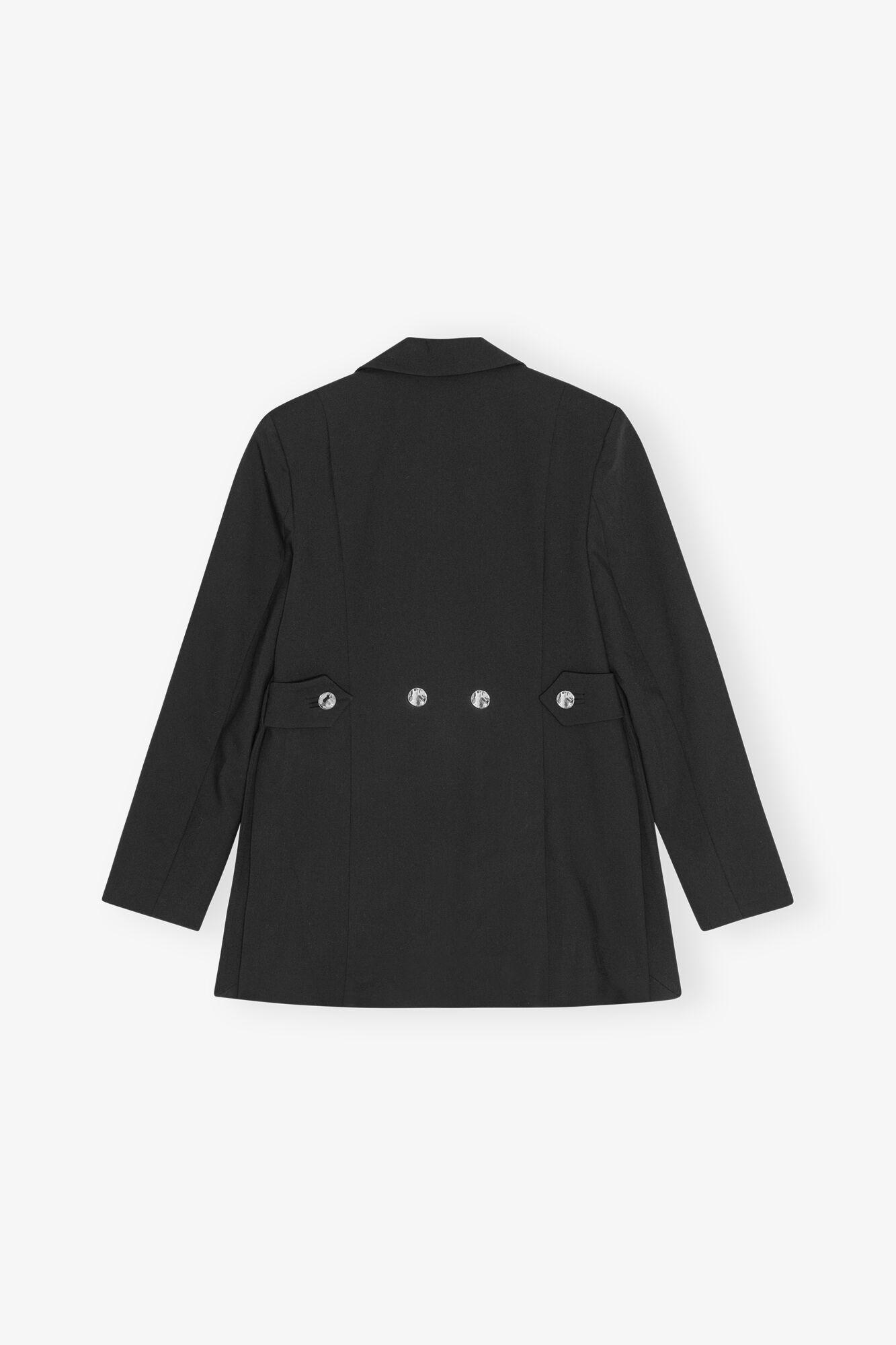 Black Solid Twill Suiting Blazer Product Image