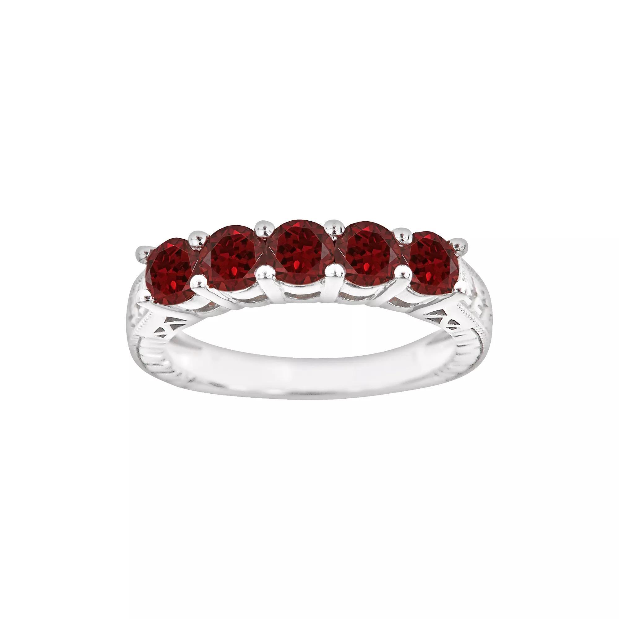 Celebration Gems Sterling Silver Garnet Five-Stone Ring, Women's, Size: 7, Multicolor Product Image