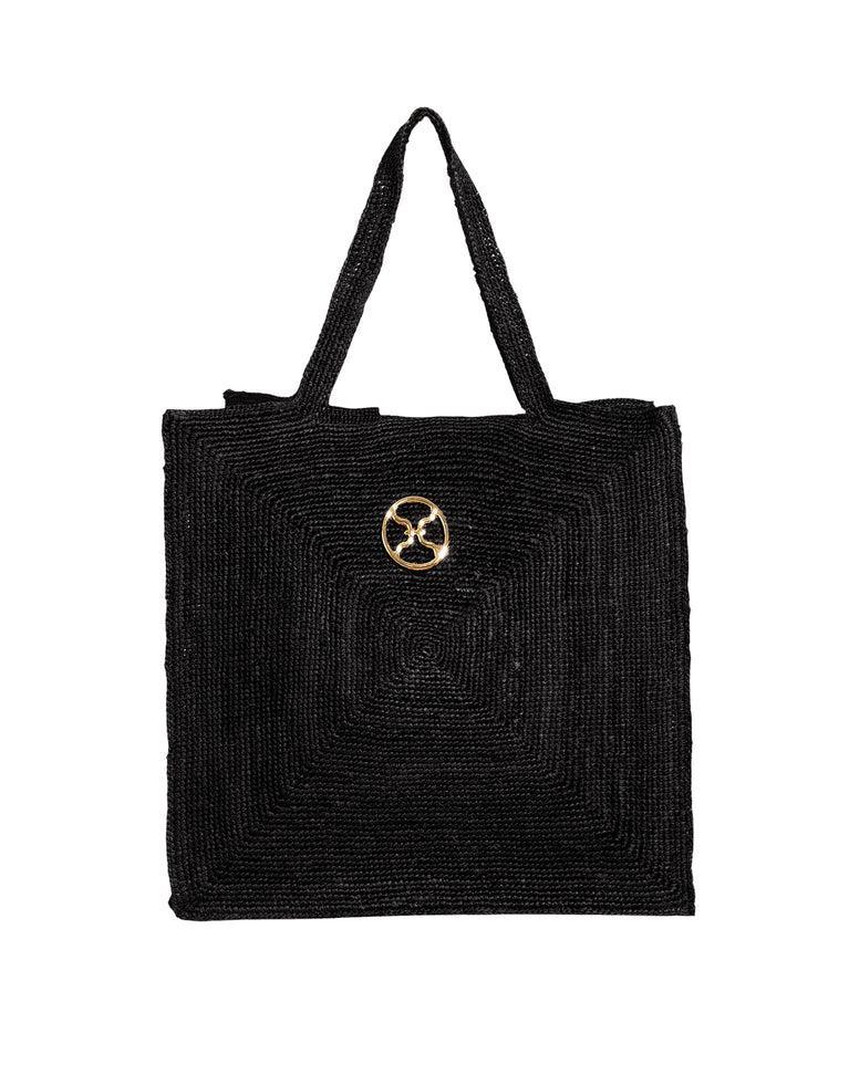 Raffia Pyramid Bag - Black Product Image