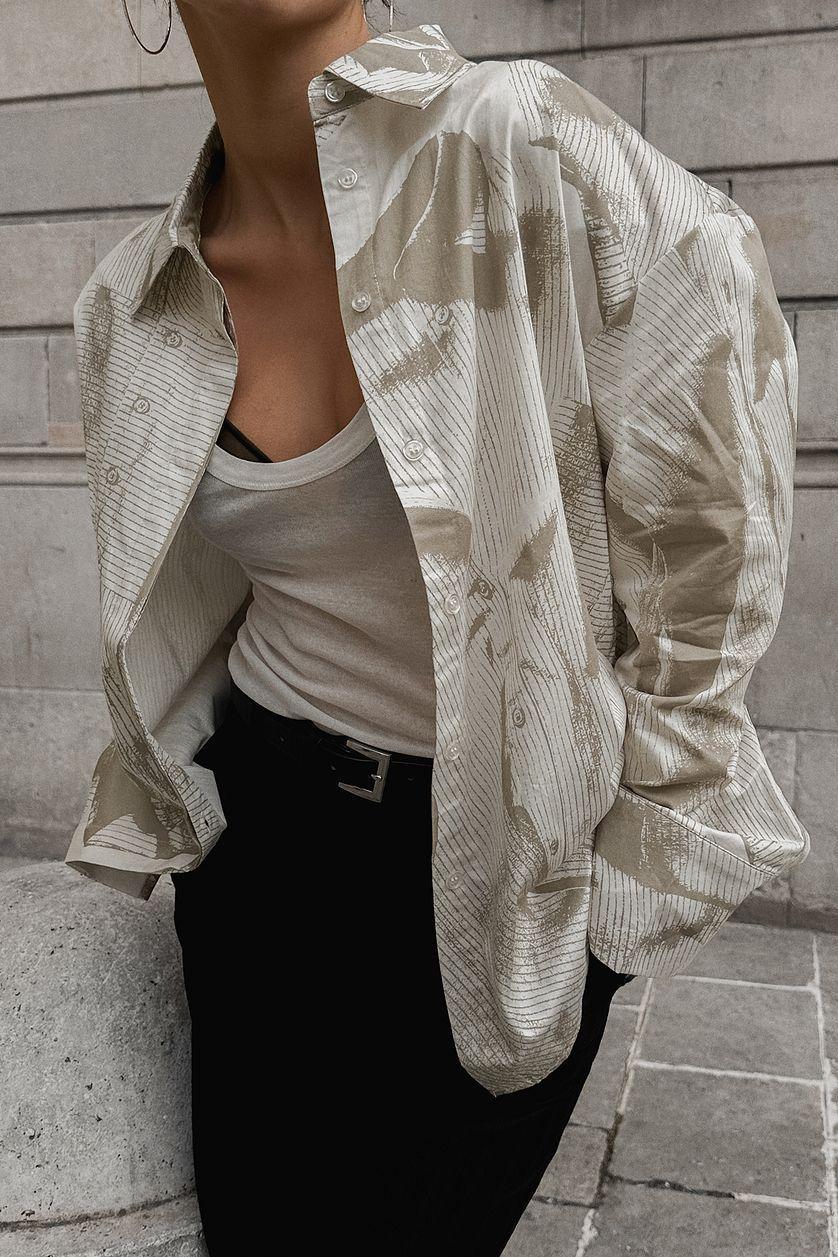 Oversized Printed Detail Shirt Product Image