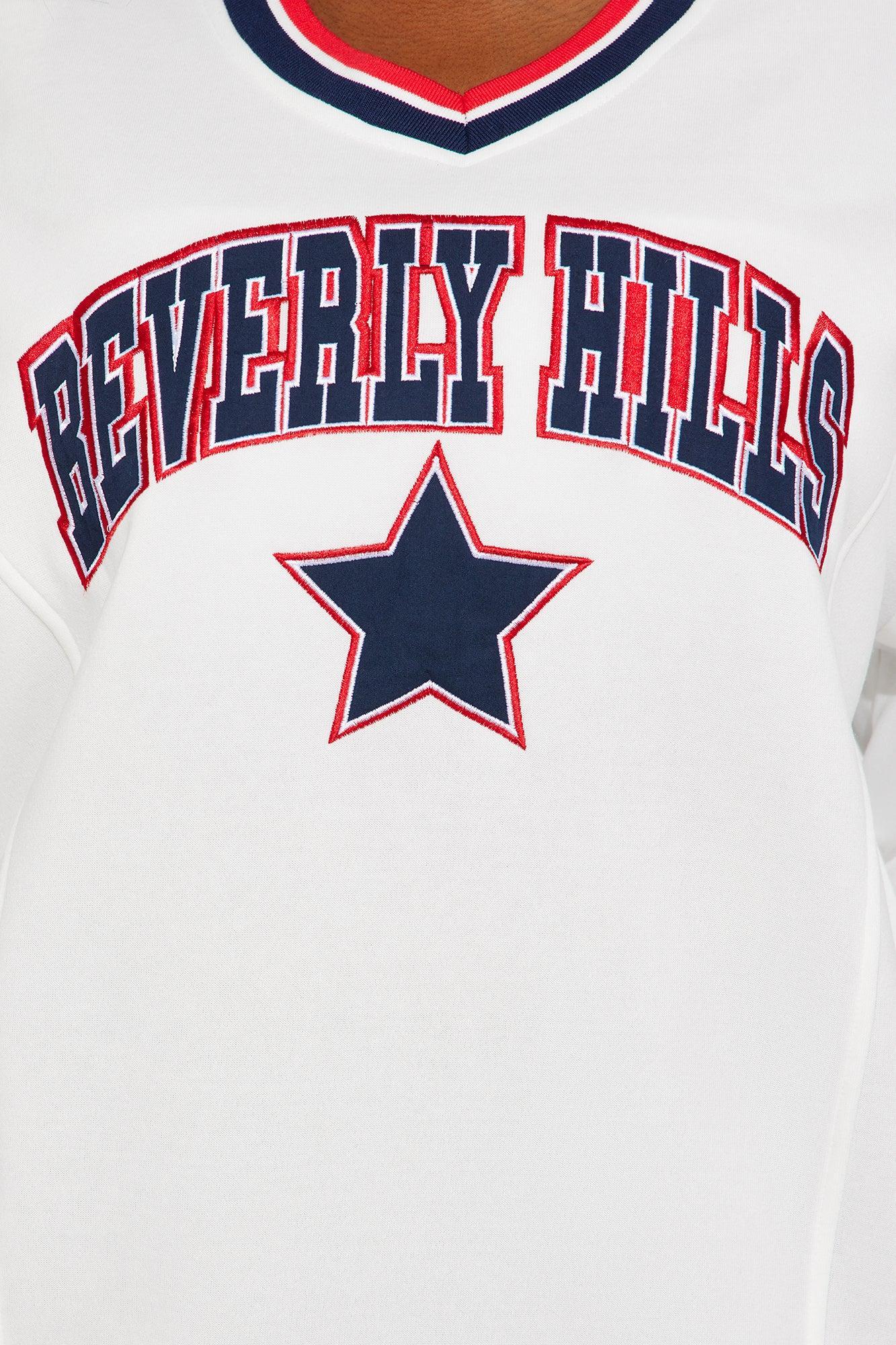 Beverly Hills Varsity Sweatshirt - White Product Image