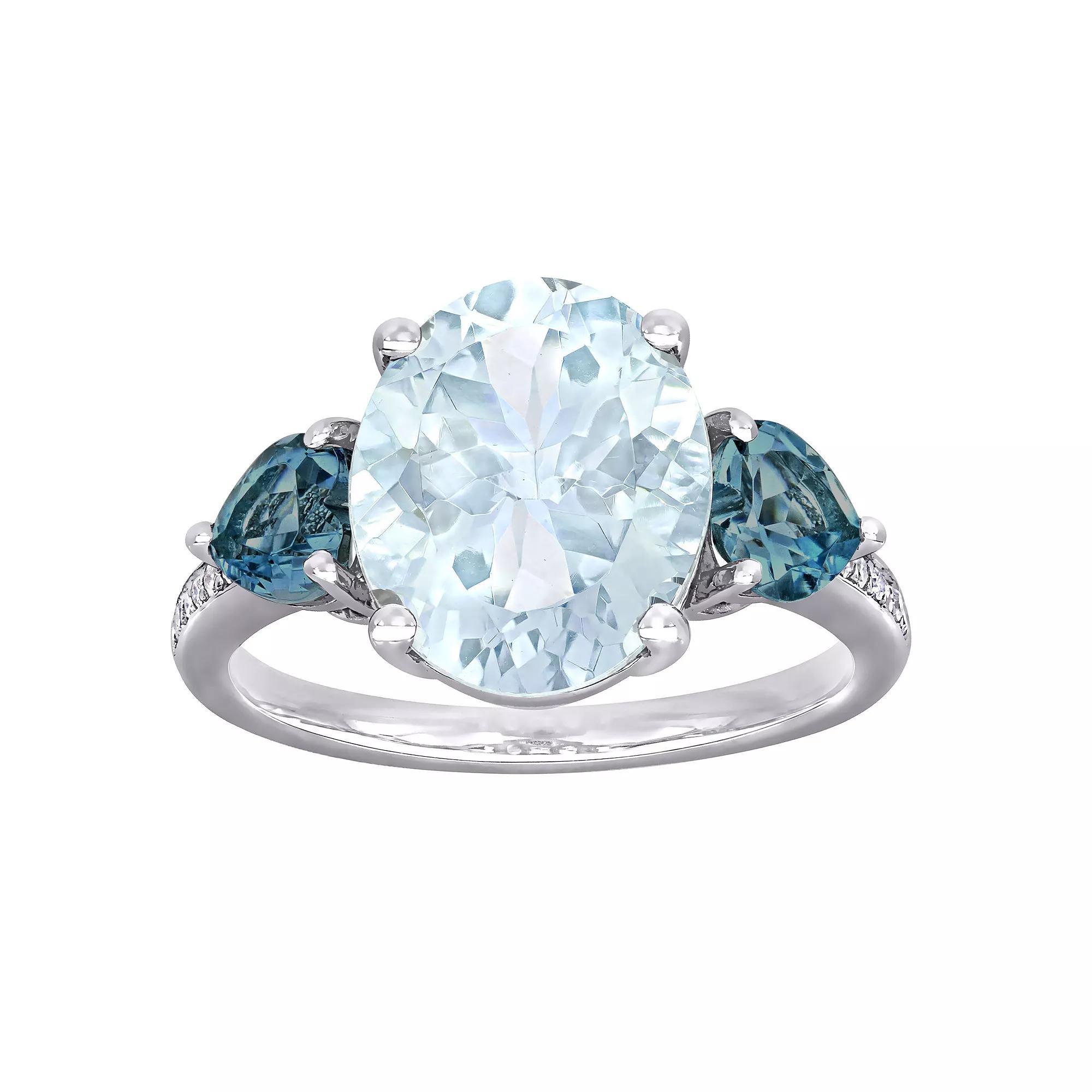 Stella Grace Sterling Silver Aquamarine & Blue Topaz 3-Stone Ring, Women's, Size: 6, Silver Tone Product Image