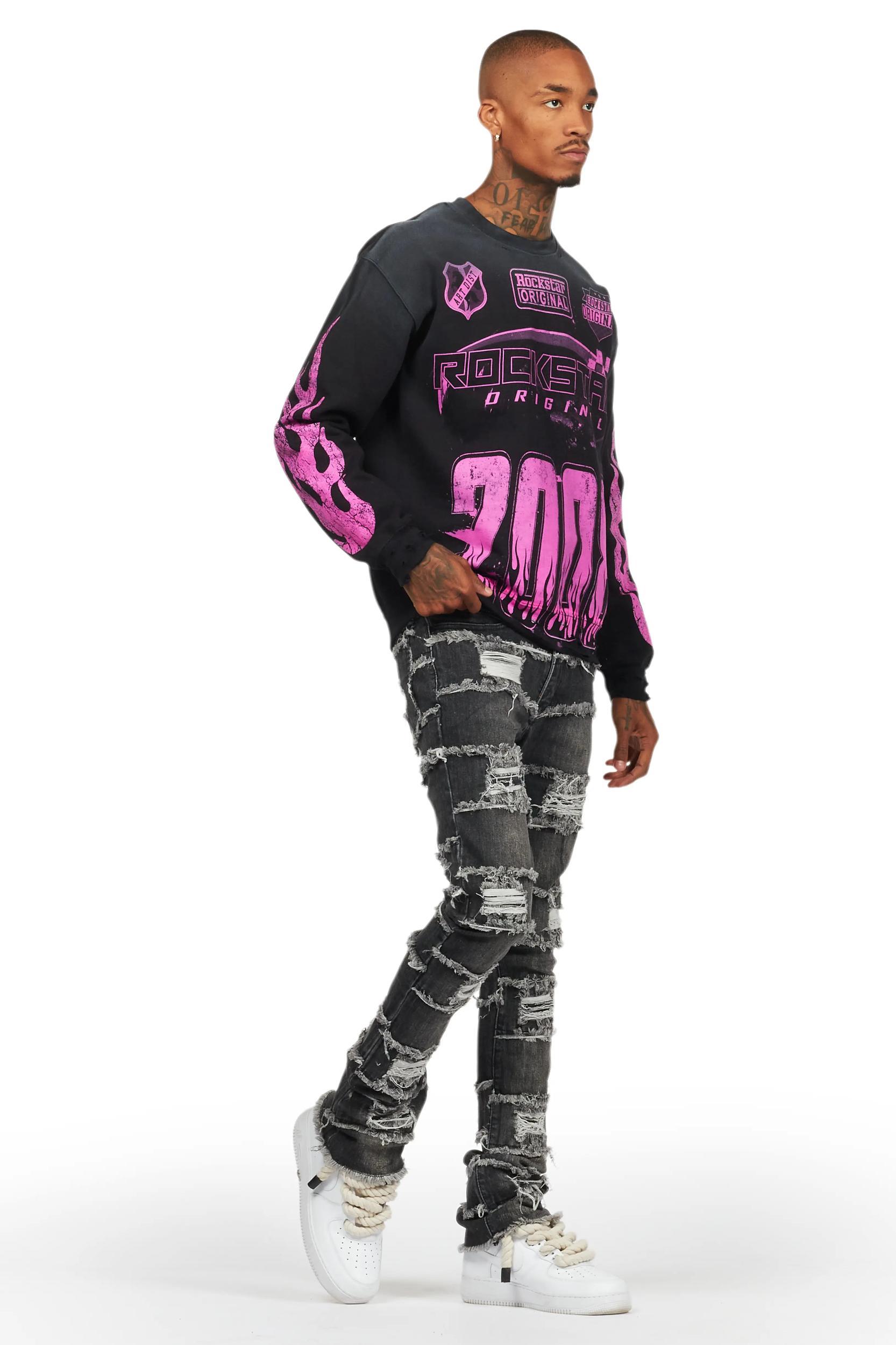Sten Black Stacked Flare Jean Male Product Image