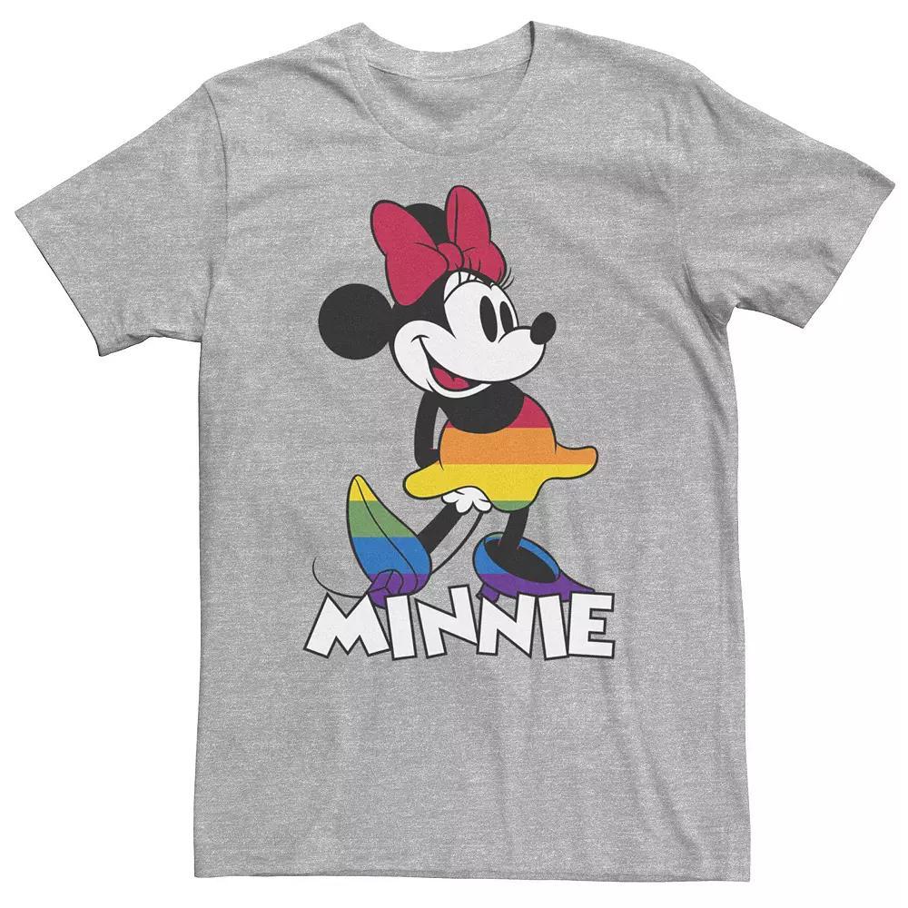 Big & Tall Disney Minnie Mouse Rainbow Striped Skirt Portrait Tee, Men's, Size: 4XL, Athletic Grey Product Image