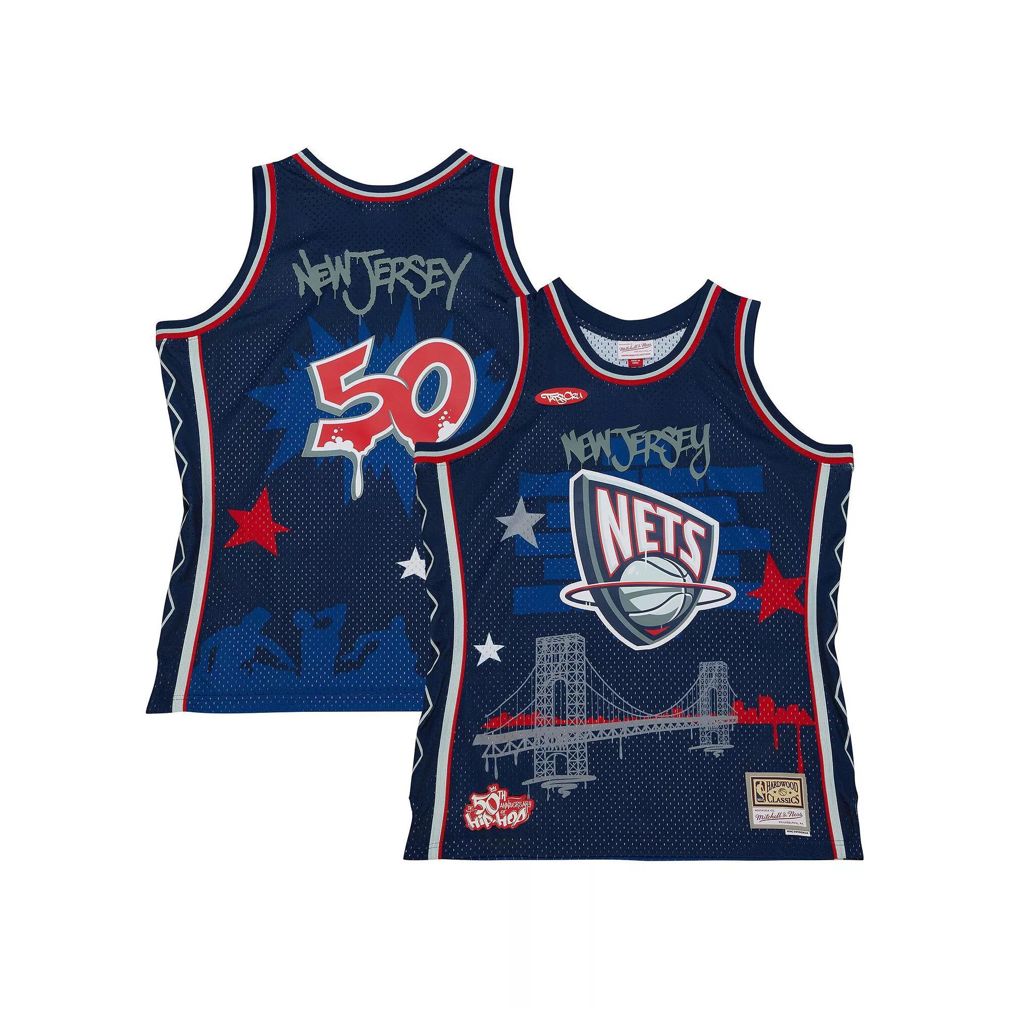 Men's Mitchell & Ness x Tats Cru Navy New Jersey Nets Hardwood Classics Fashion Jersey, Size: 2XL, Nba Blue Product Image