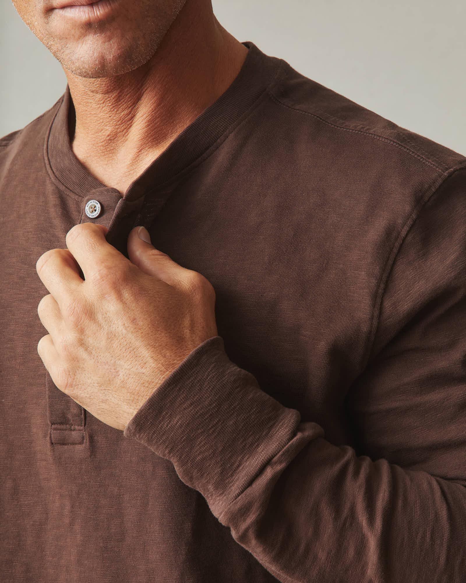 Premium Slub Henley Tee Long Sleeve - Chicory Coffee Product Image