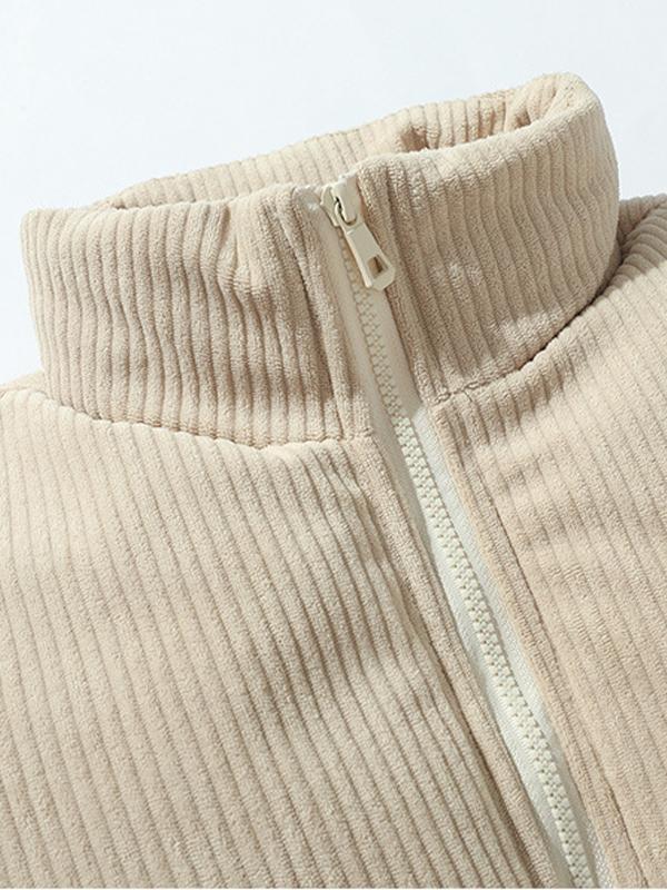 Men's Corduroy Splice Zip Up Jacket Product Image