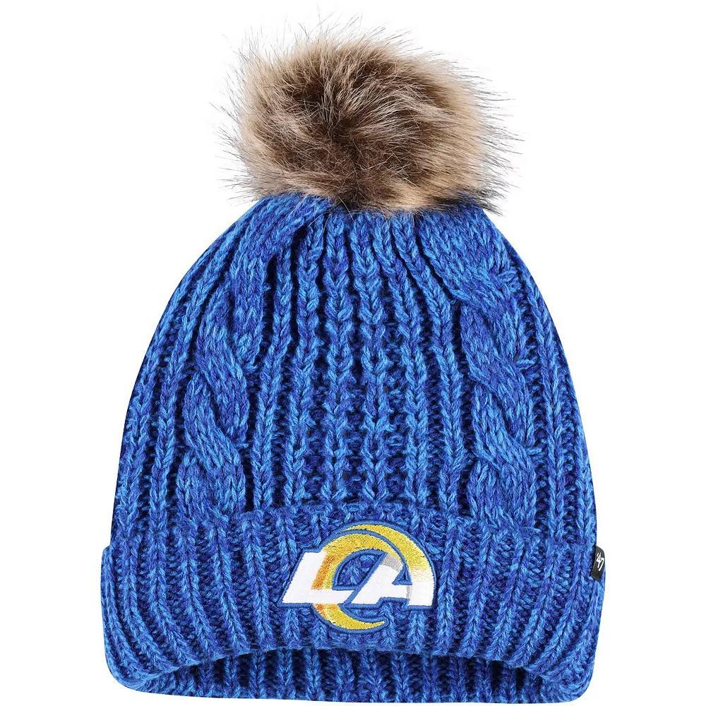 Women's '47 Royal Los Angeles Rams Logo Meeko Cuffed Knit Hat with Pom, Blue Product Image