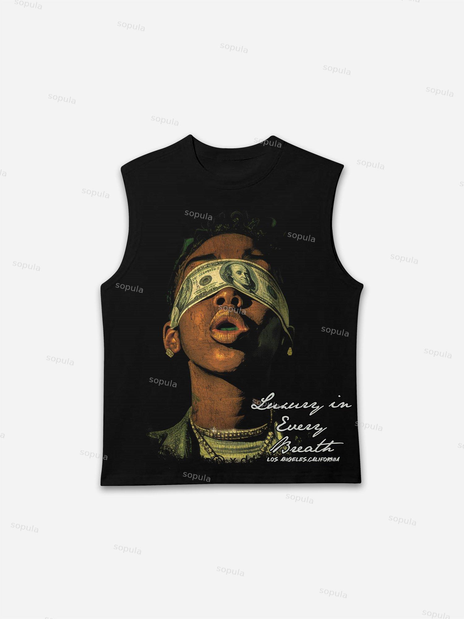 Luxury In Every Breath Vintage Portrait Graphic Tank Top Product Image