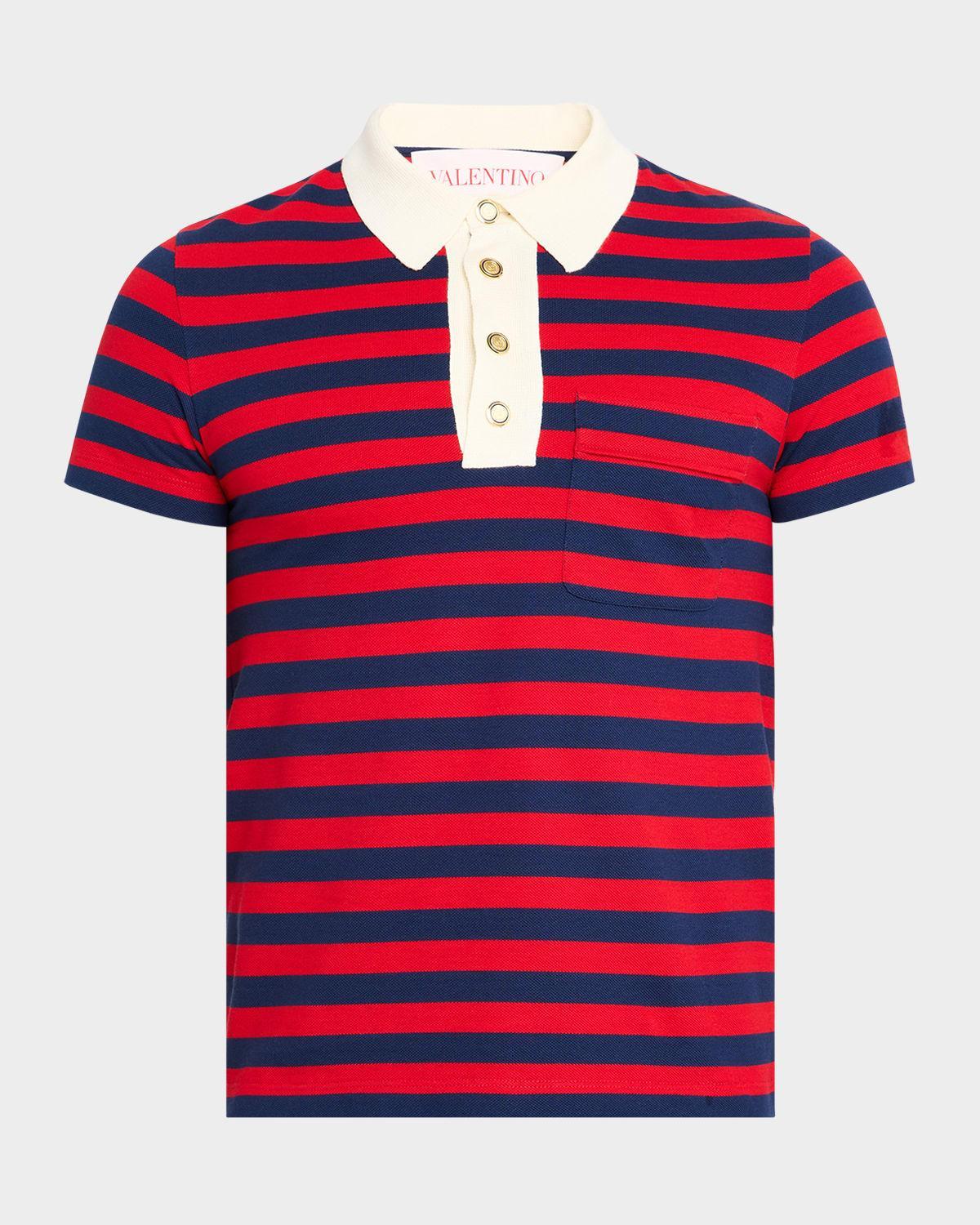 Mens Stripe Cotton Pique Polo Shirt Product Image
