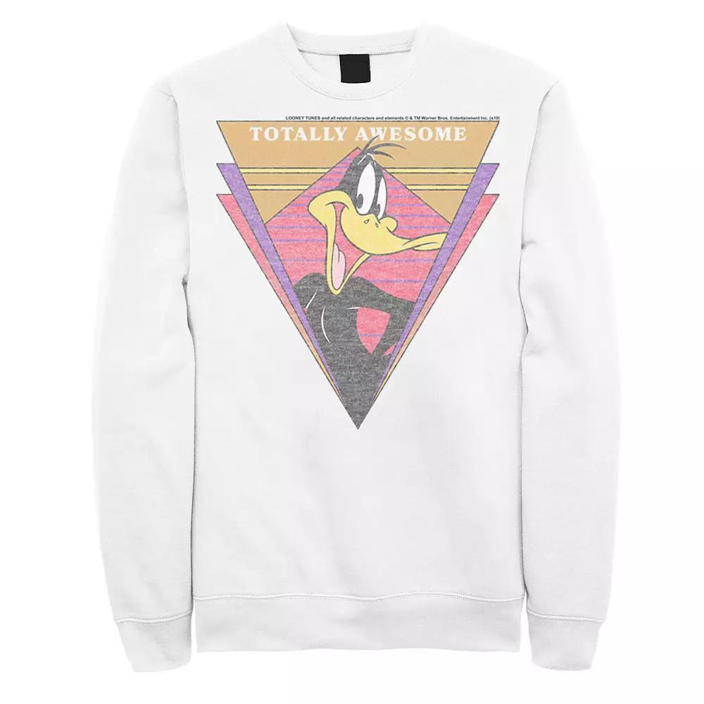 Men's Looney Tunes '80s Style Daffy Duck Sweatshirt, Size: Small, White Product Image