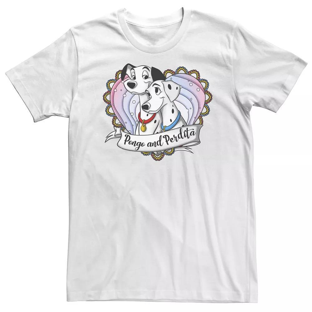 Big & Tall Disney 101 Dalmatians Pongo And Perdita Gradient Heart Tee, Men's, Size: 3XL Tall, White Product Image