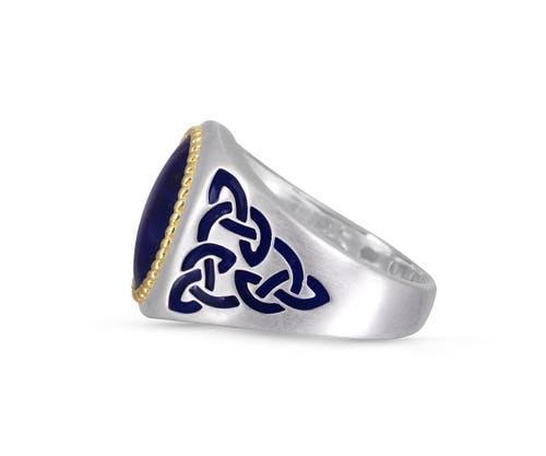 LuvMyJewelry Lapis Lazuli Sterling Silver Men Signet Ring With Enamel in Blue at Nordstrom, Size 10 Product Image