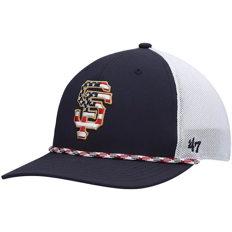 Men's '47 Navy/White San Francisco Giants Flag Fill Trucker Snapback Hat, Blue Product Image