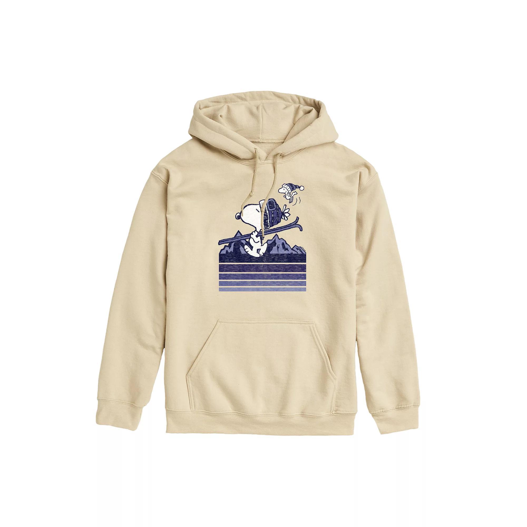 Mens Peanuts Snoopy Ski Stripes Graphic Hoodie Brown Product Image