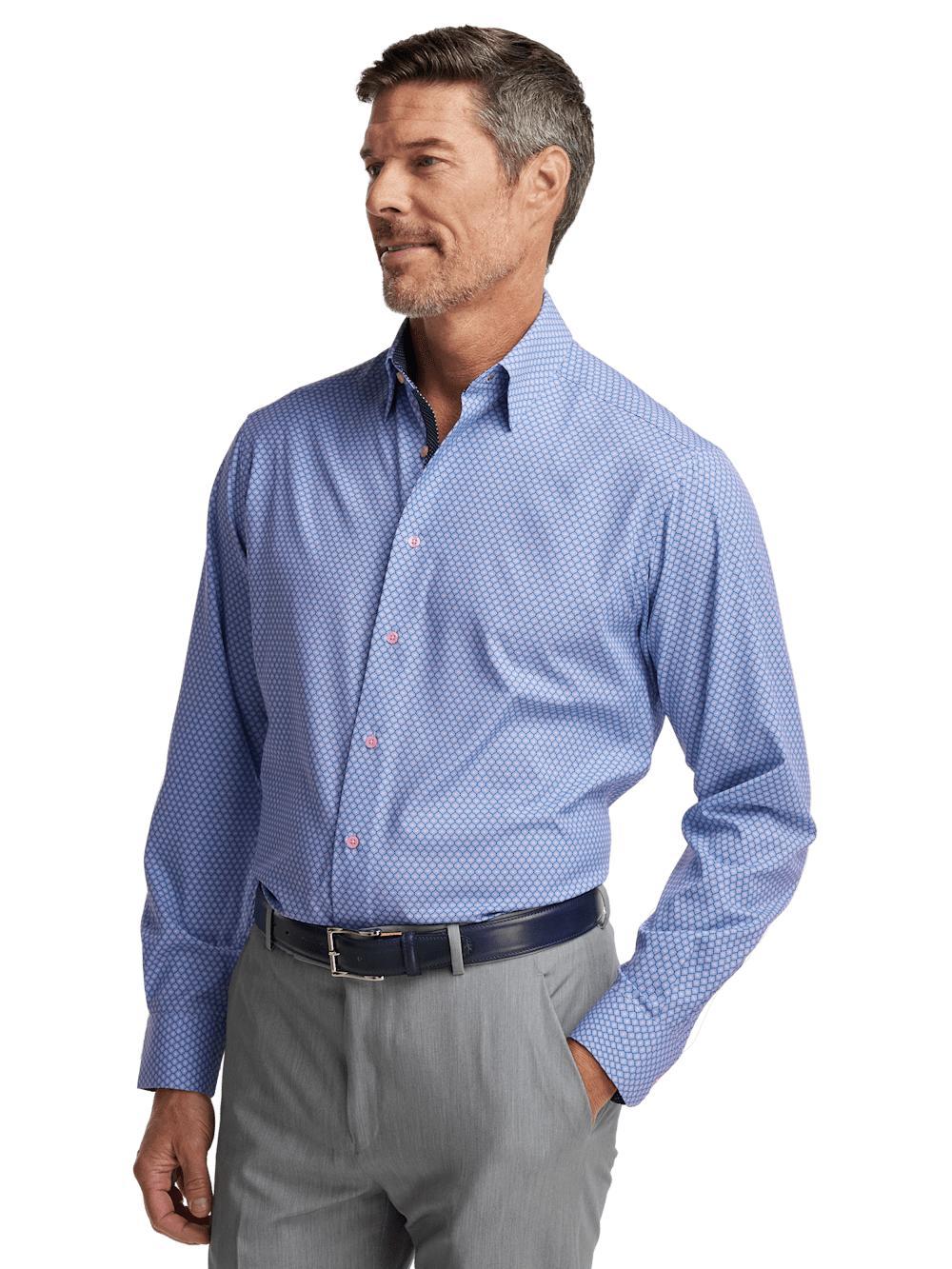 Performance Stretch Geometric Casual Shirt - Blue/pink Product Image
