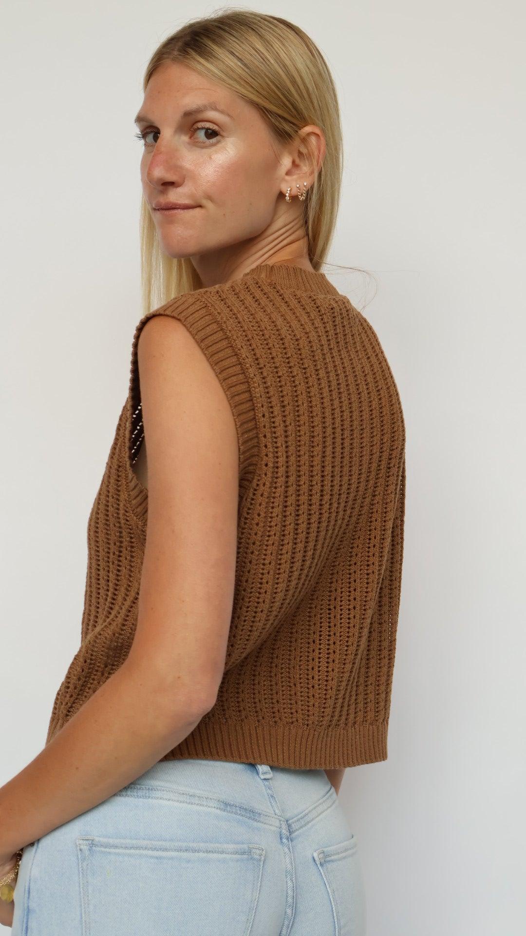 Classic Knit Button-Front Vest Product Image