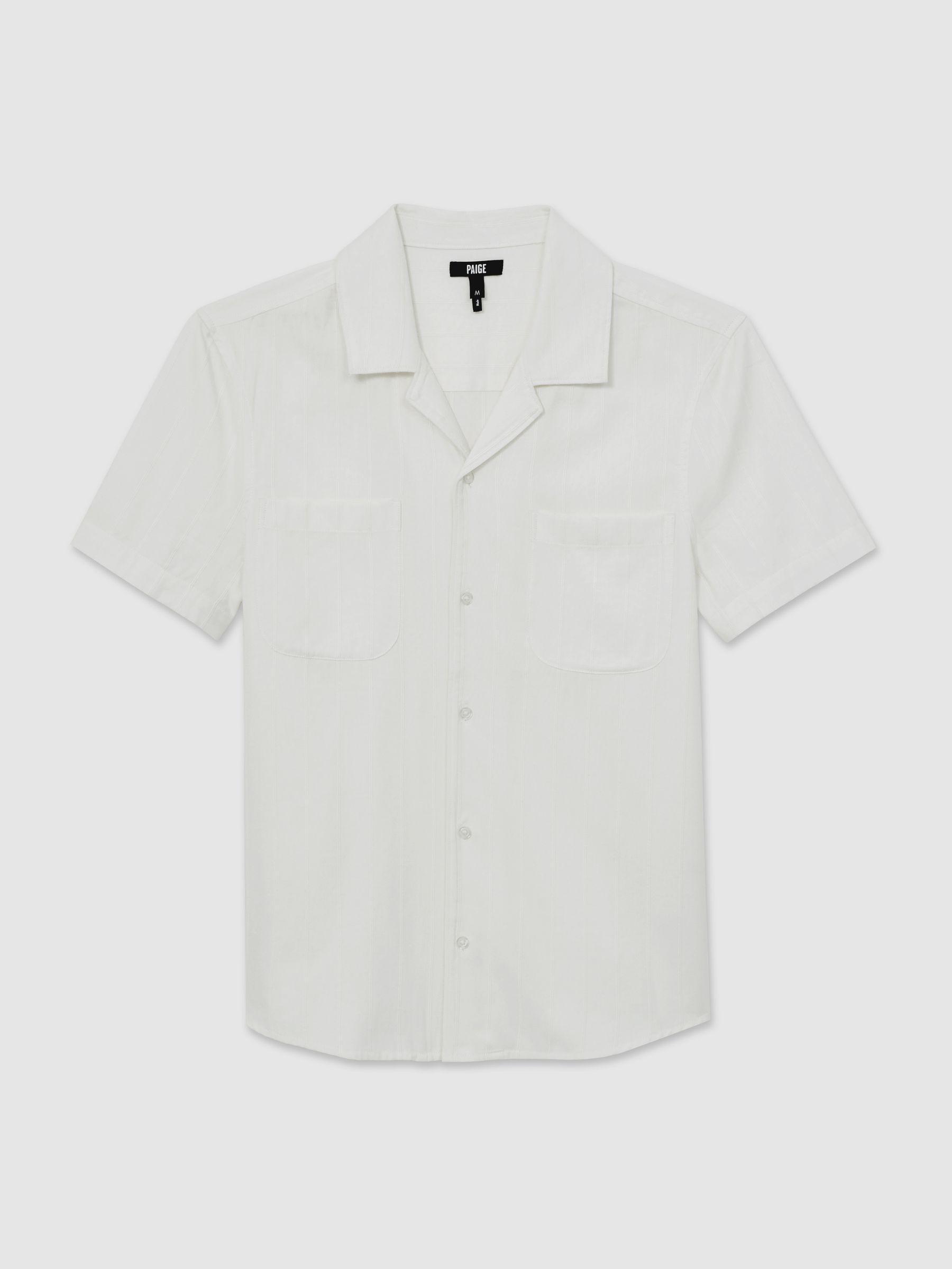 Paige Tonal-Stripe Cuban-Collar Shirt in Ivory Product Image
