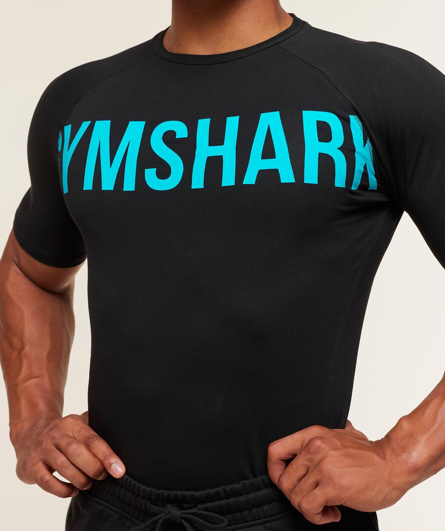 Gymshark Prime T-Shirt - Black/Brand Blue Male Product Image