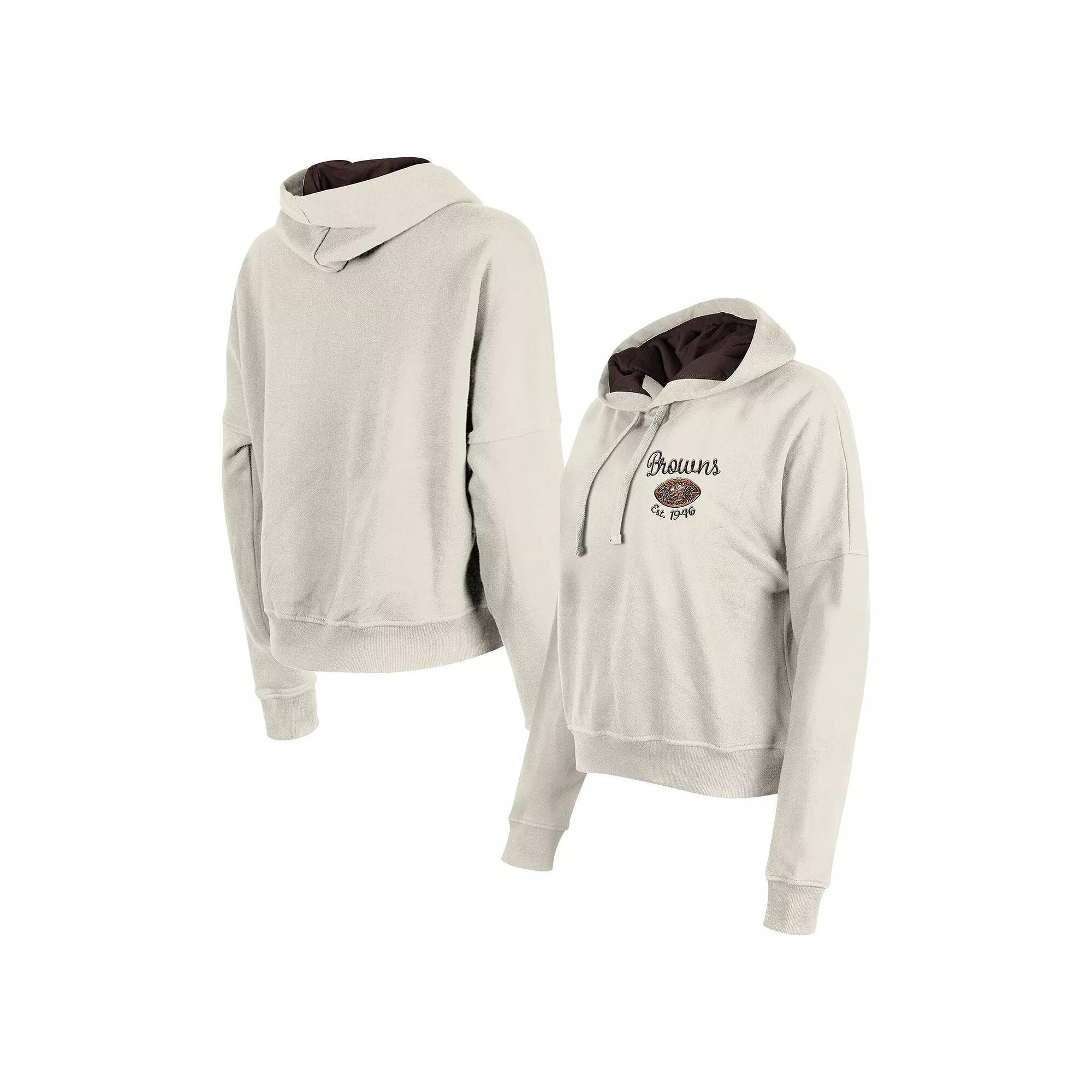 Women's New Era Cream Philadelphia Eagles 3rd Down Historic Pullover Hoodie, Size: XL, Beige Product Image