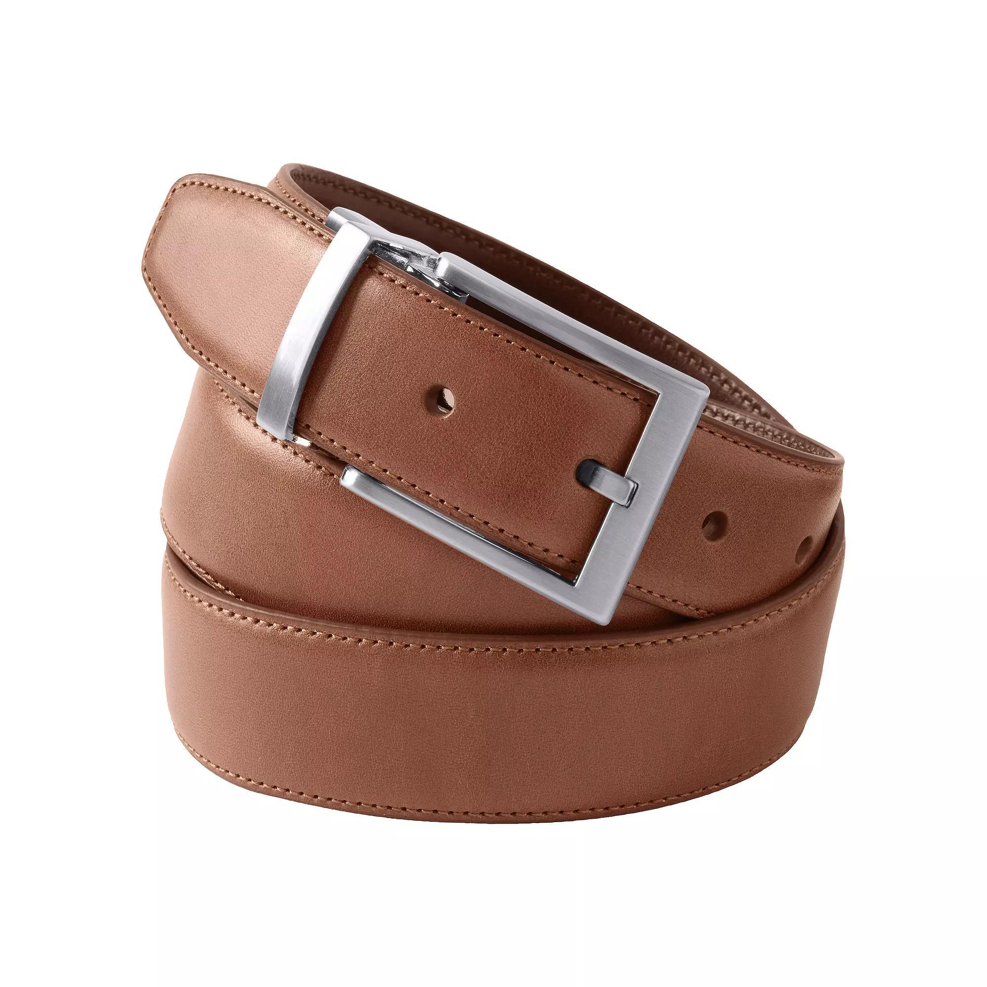Men's Lands' End Reversible Belt, Size: 34, Red Dark Brown Product Image