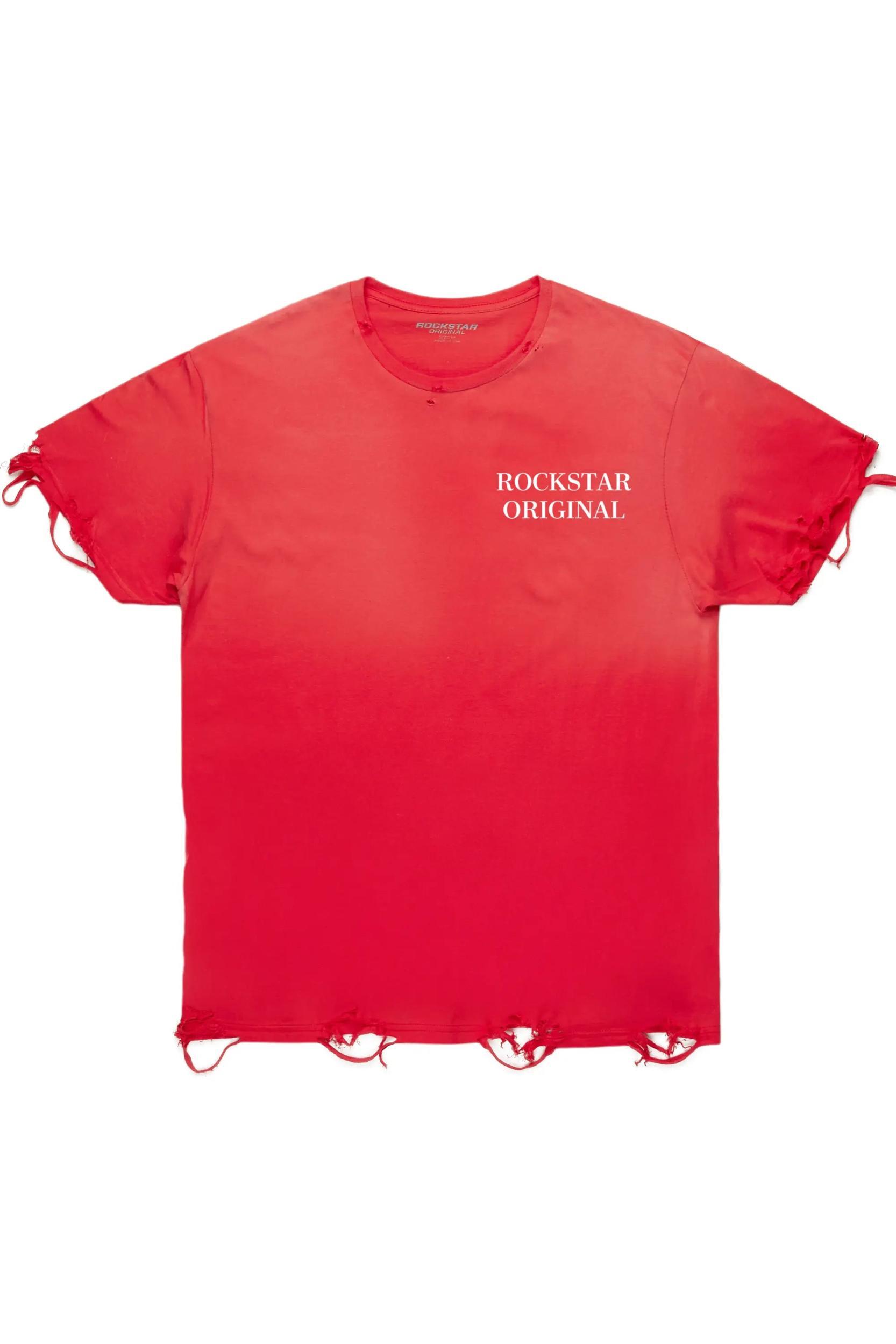 Drako Red Oversized Graphic T-Shirt Male Product Image