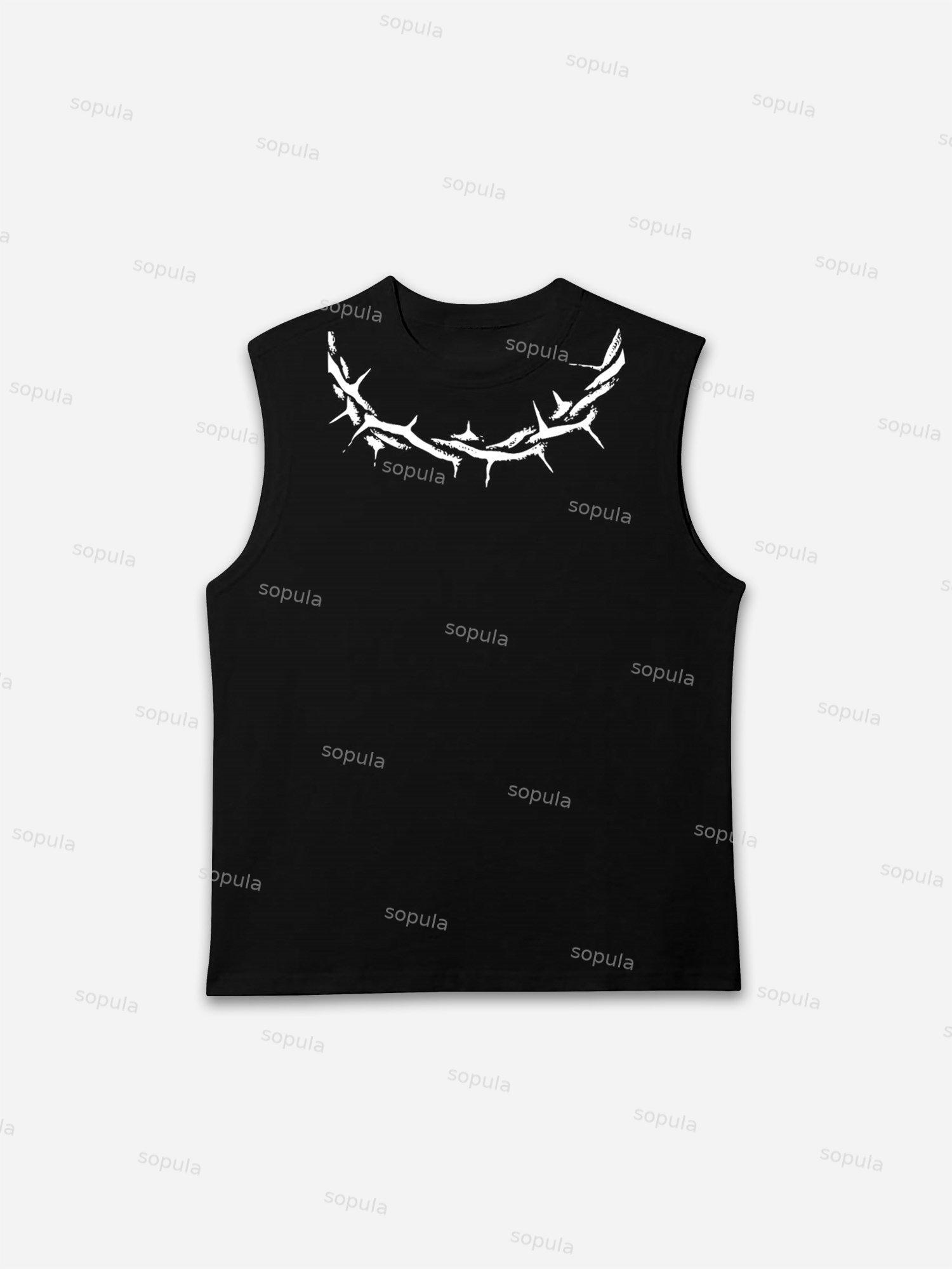 Thorn Neckline Jesus Alphabet Graphic Tank Top Product Image