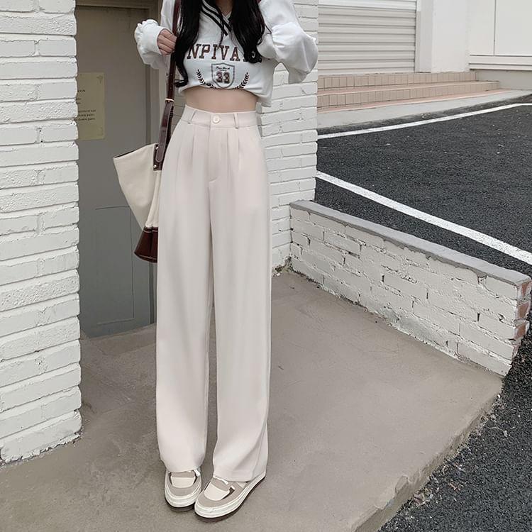 High Waist Wide Leg Dress Pants Product Image