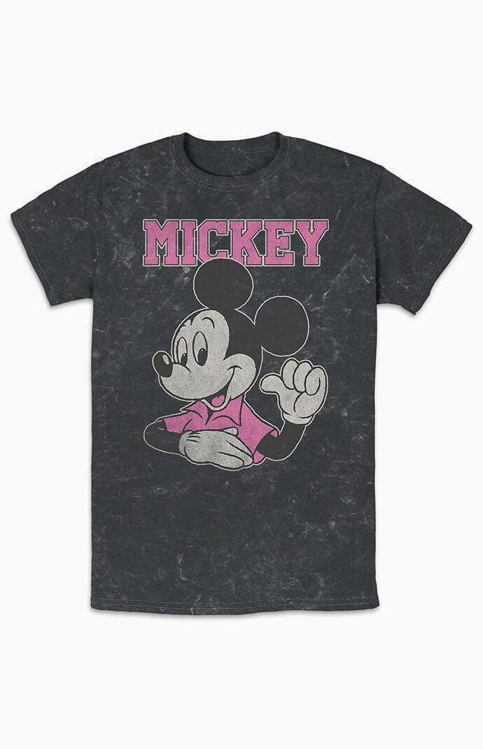 Men's Disney Mickey Mouse Pink Pointing To Self Mineral Wash Graphic Tee, Size: Small, Black Product Image