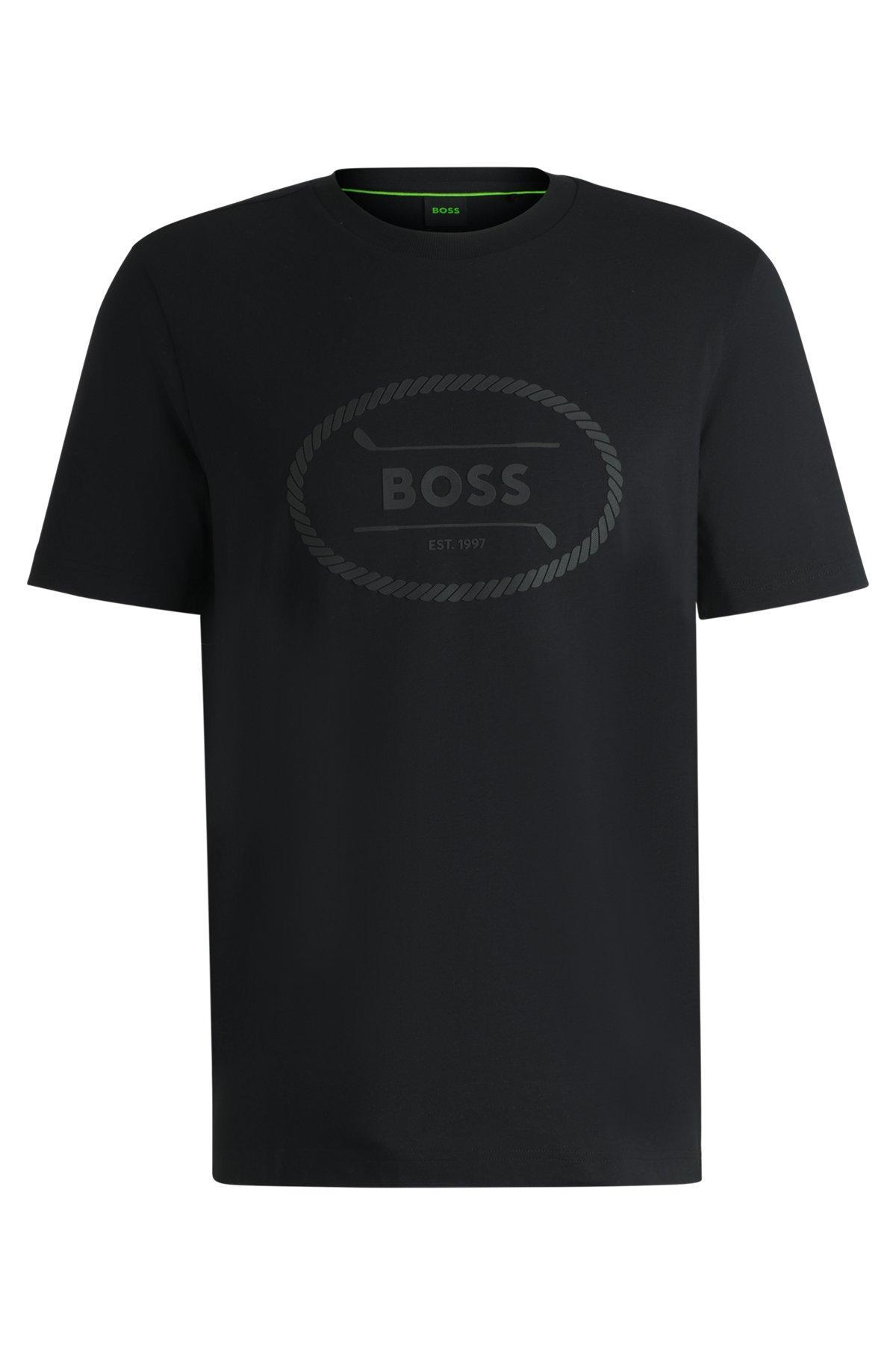 Cotton-jersey T-shirt with golf artwork and logo Product Image