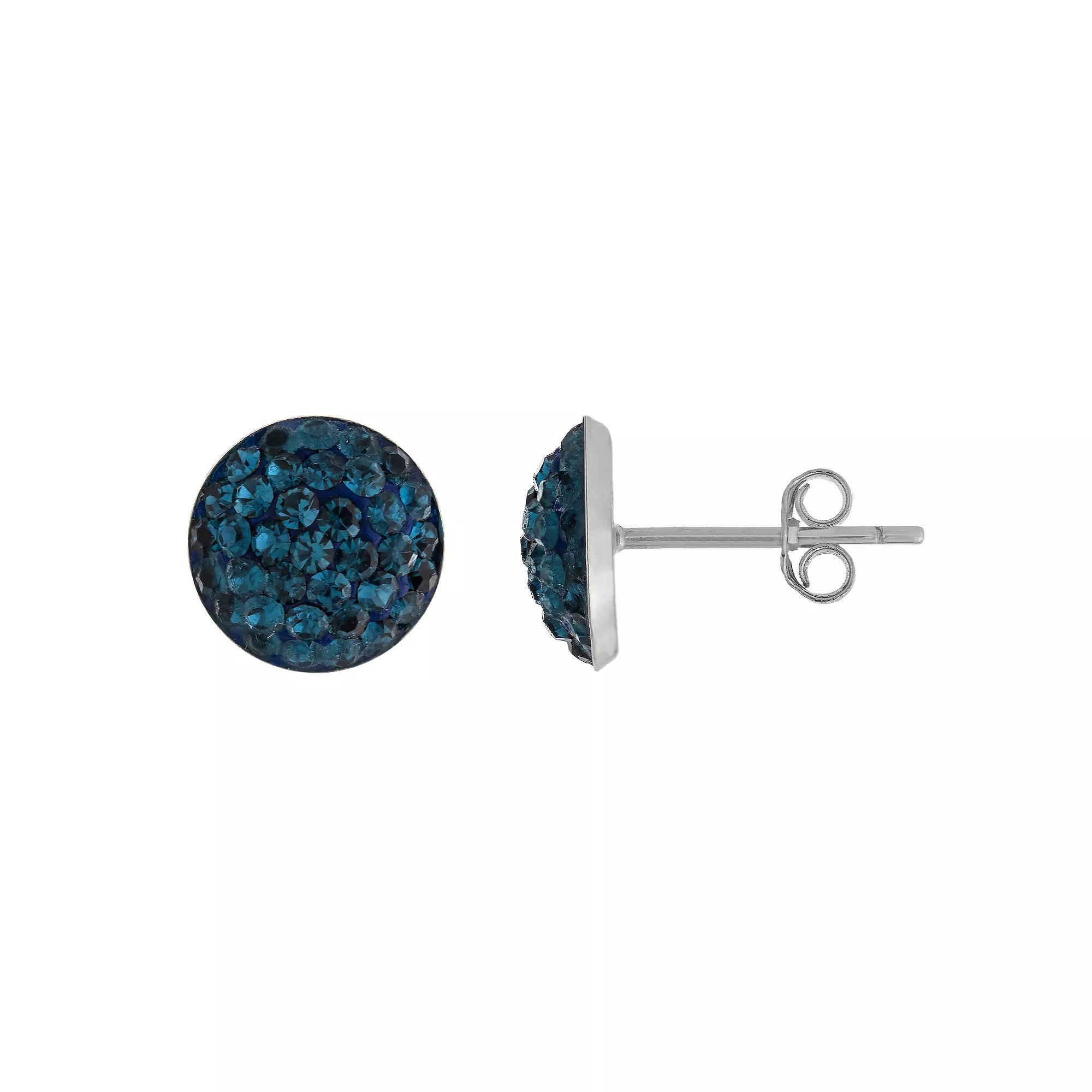 Main and Sterling Sterling Silver Crystal Half Ball Stud Earrings, Women's, Size: 9MM, Dark Blue Product Image
