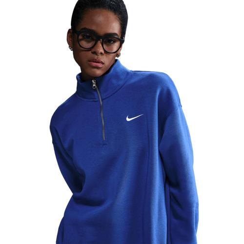 Nike Women's Sportswear Phoenix Fleece Oversized Quarter-Zip Sweatshirt in Blue/Game Royal Size XS Cotton/Polyester/Fleece Product Image
