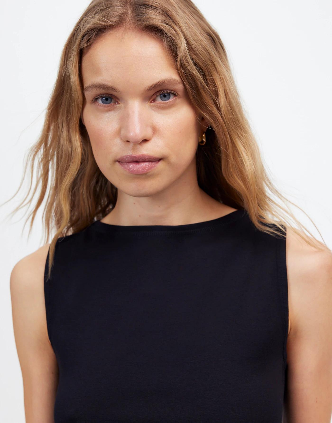 Sleeveless Boatneck Side Slit Tee Product Image