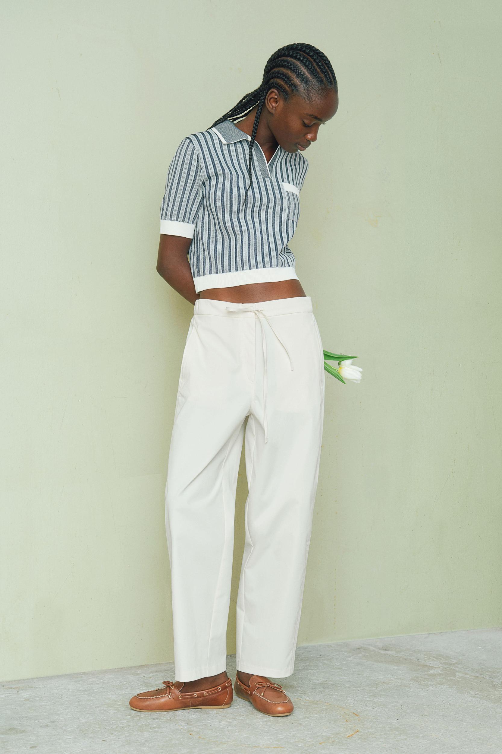 Ankle-Length Barrel-Leg Pants Product Image