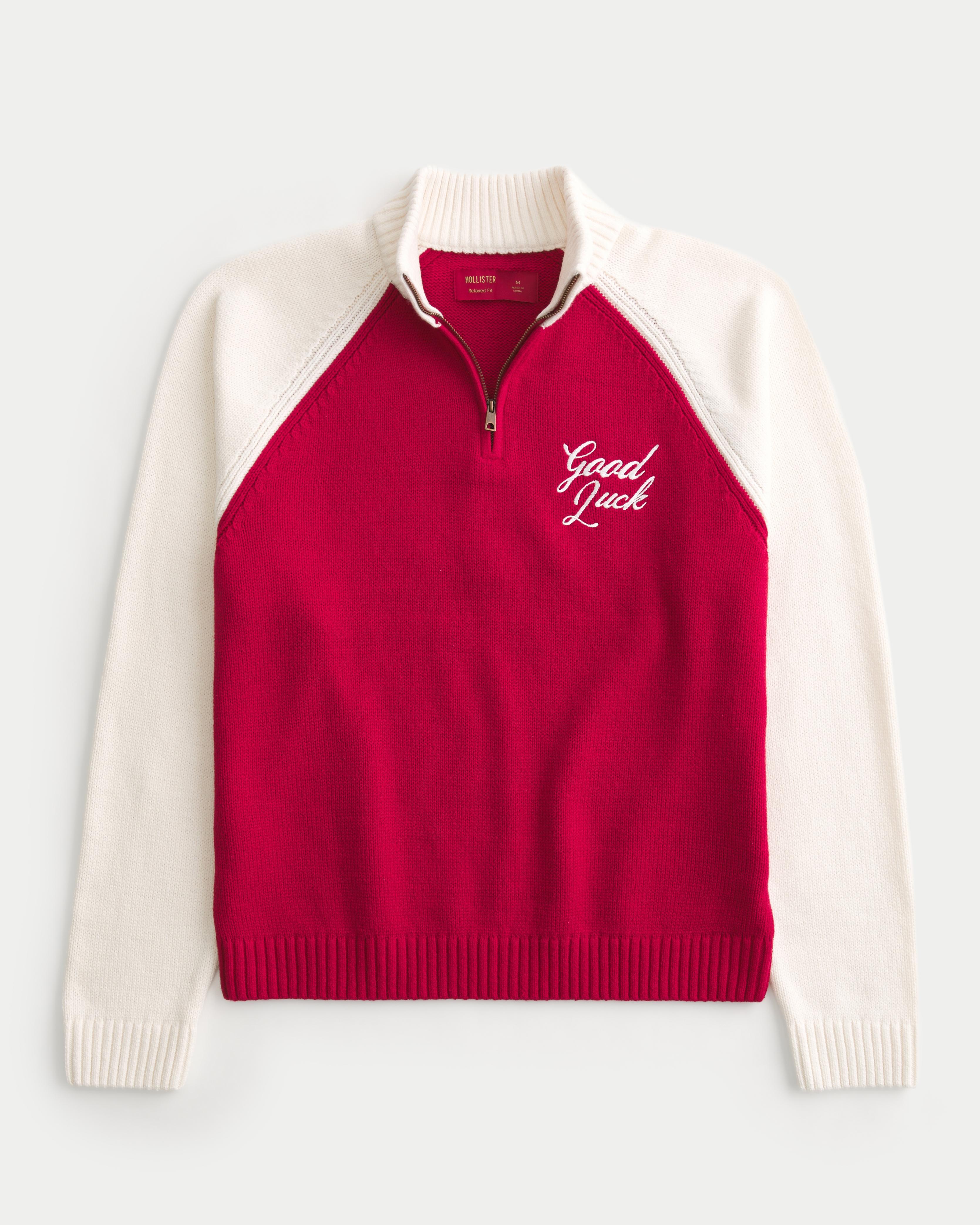 Relaxed Lunar New Year Graphic Quarter-Zip Sweater Product Image
