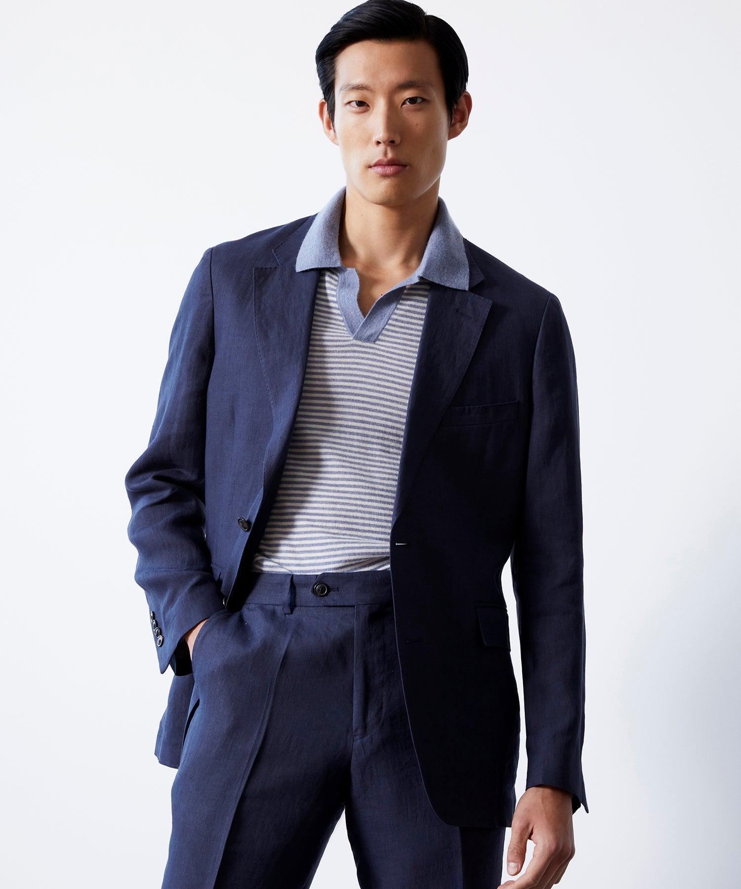 Italian Hemp Sutton Jacket in Navy Ink Product Image
