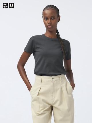 Womens Crew Neck T-Shirt Dark Gray XL UNIQLO US Product Image