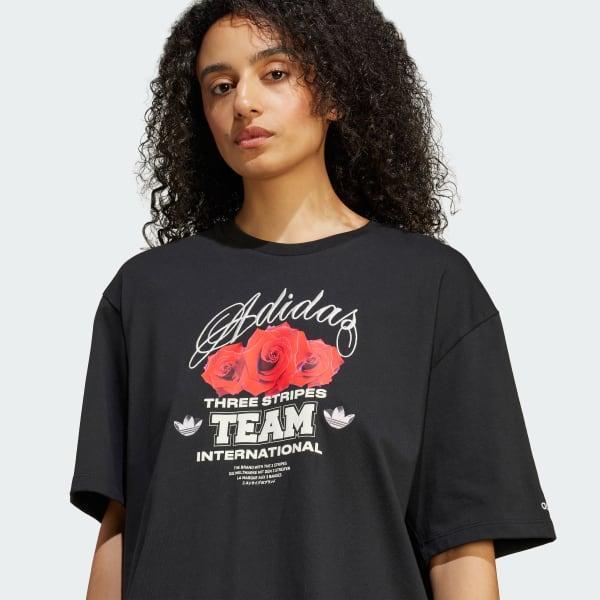 adidas Trefoil Series Flower Loose Tee Black S Womens Product Image