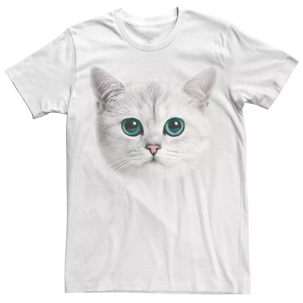 Men's Cat Cute Simple Graphic Tee, Size: Small, White Product Image