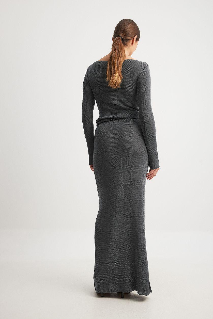 Metallic Knitted Maxi Skirt Product Image