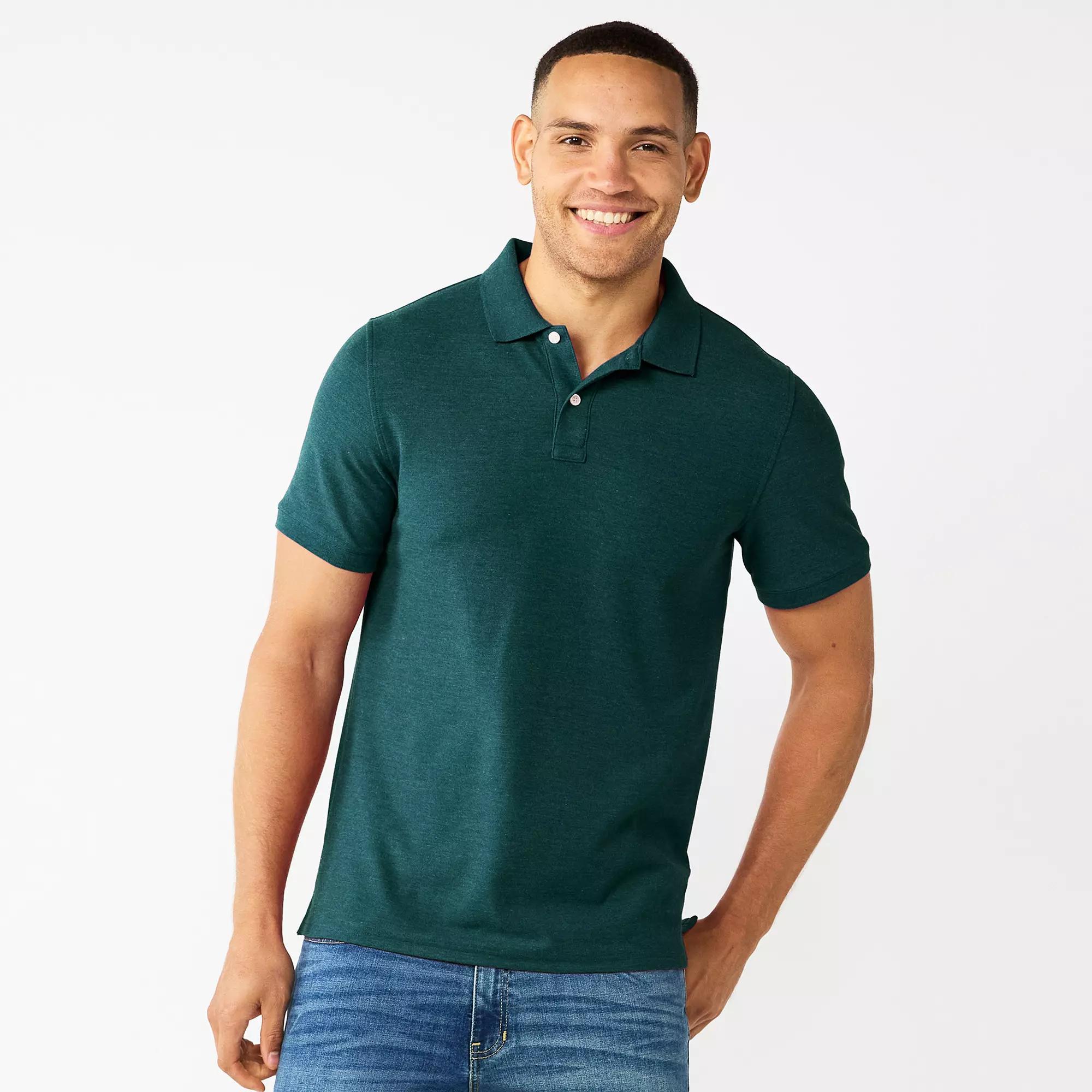 Men's Sonoma Goods For Life® Short Sleeve Pique Polo, Size: XS, Blue Texture Product Image