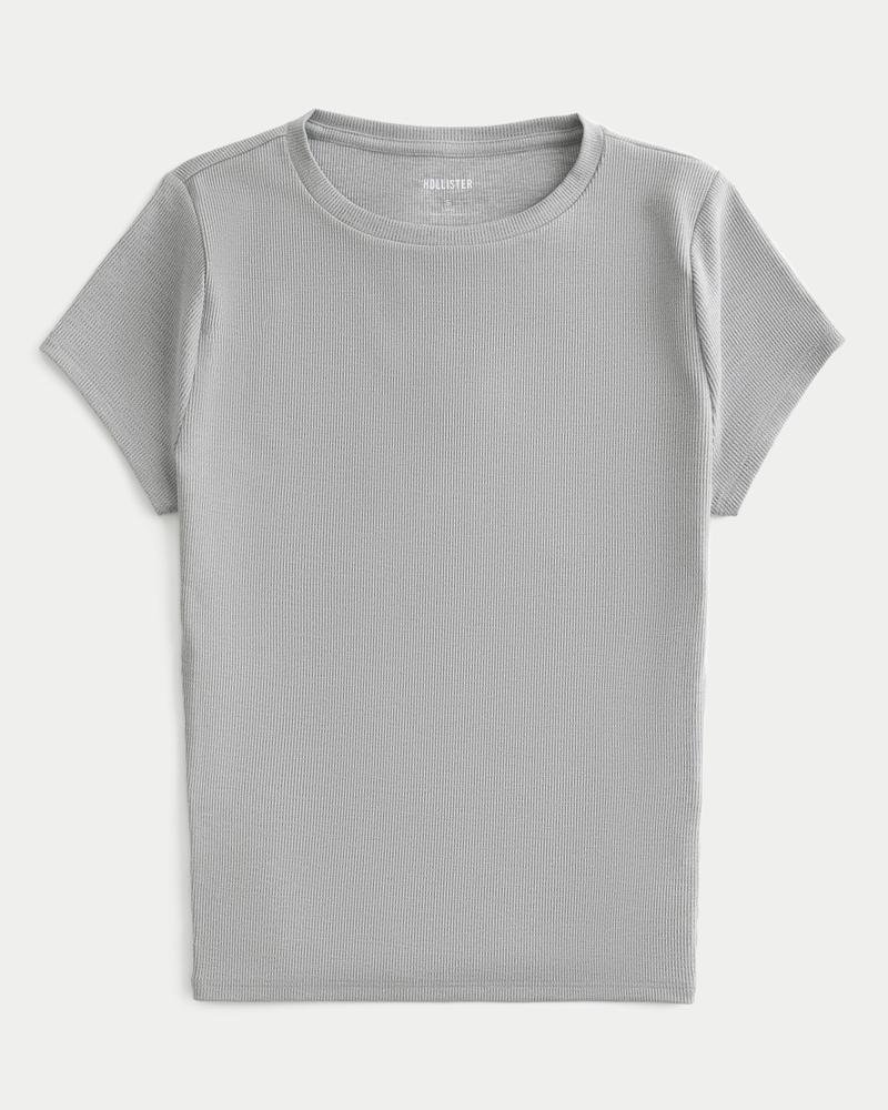 Ribbed Seamless Fabric Crew Top Product Image